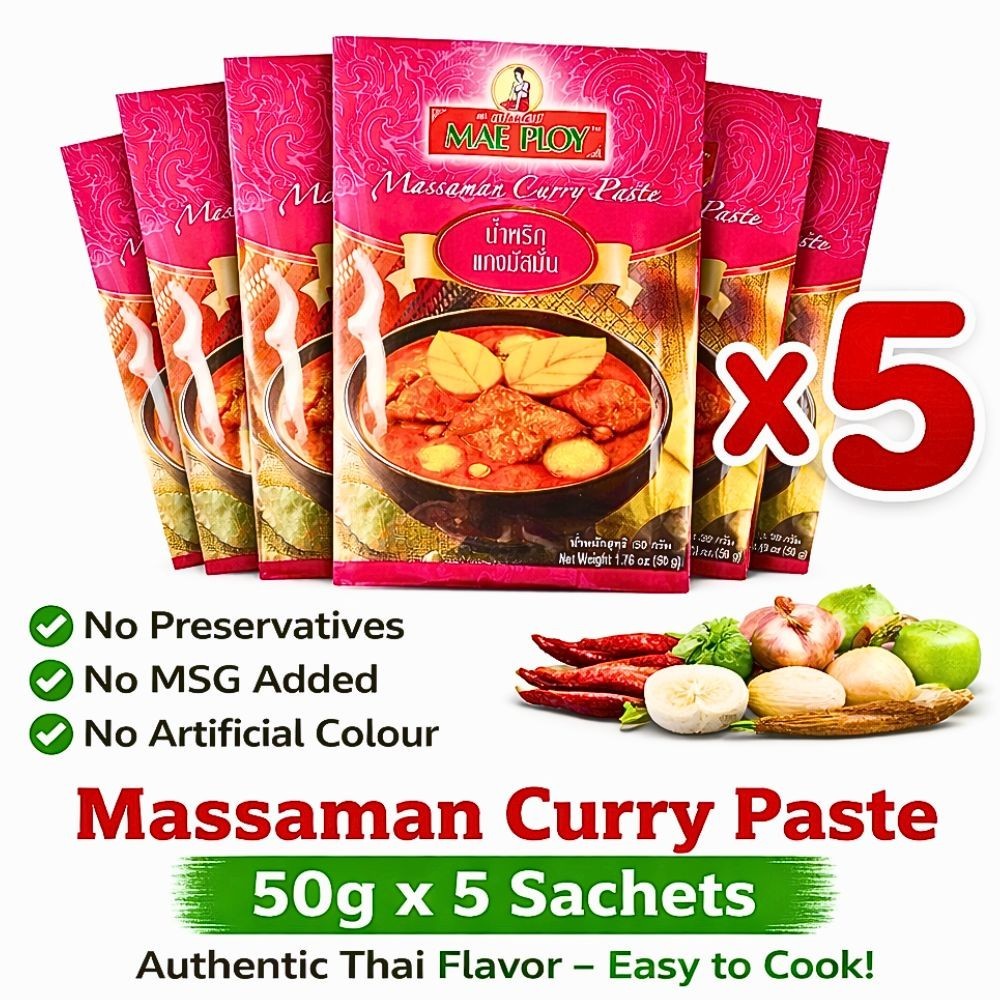 Mae Ploy Massaman Curry Paste 50g x5 Thai Authentic No MSG No Preservative Asian