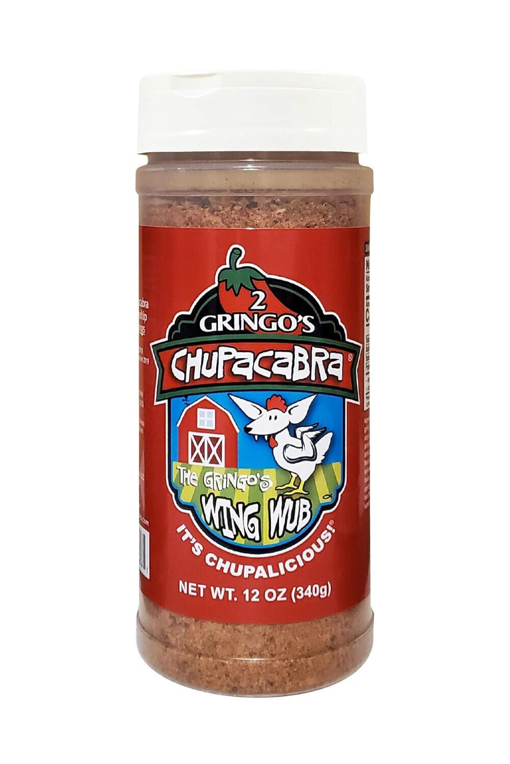 2 Gringos Chupacabra Wing Rub 12 Oz Rub and All Purpose Seasoning Single Bottle
