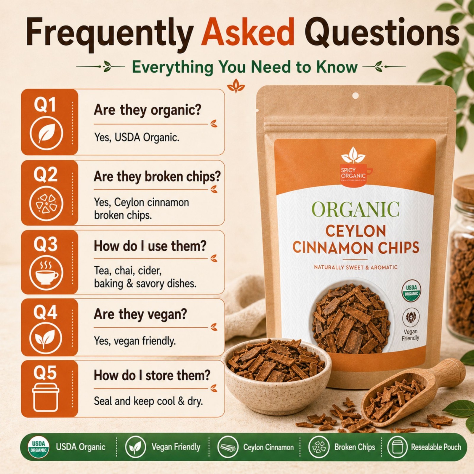 Spicy Organic Cassia Cinnamon Whole 16 oz | USDA Organic