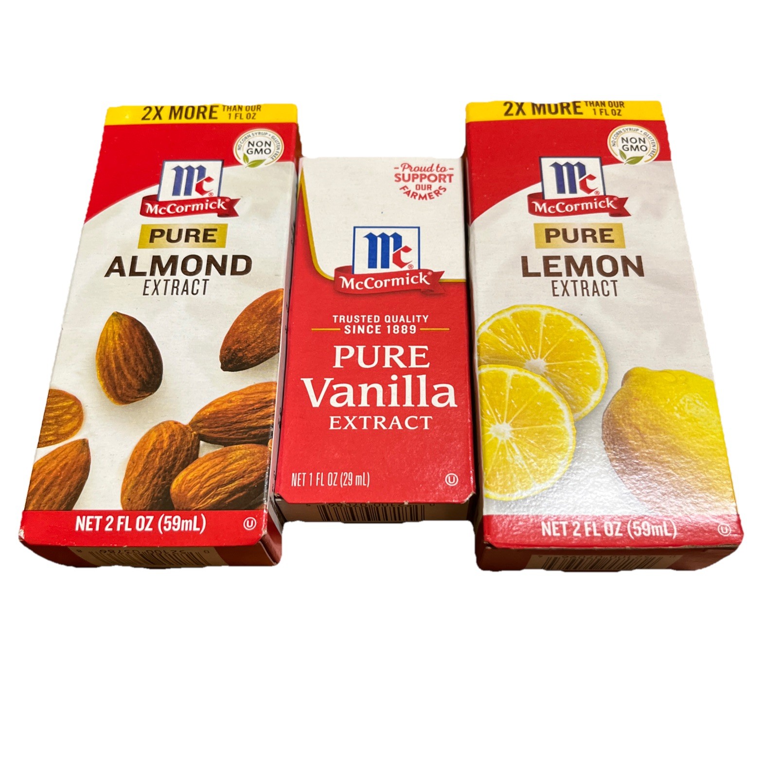 McCormick Extract Lots Of 3-Pure Lemon, Pure Almond, Pure Vanilla Extract Exp 27