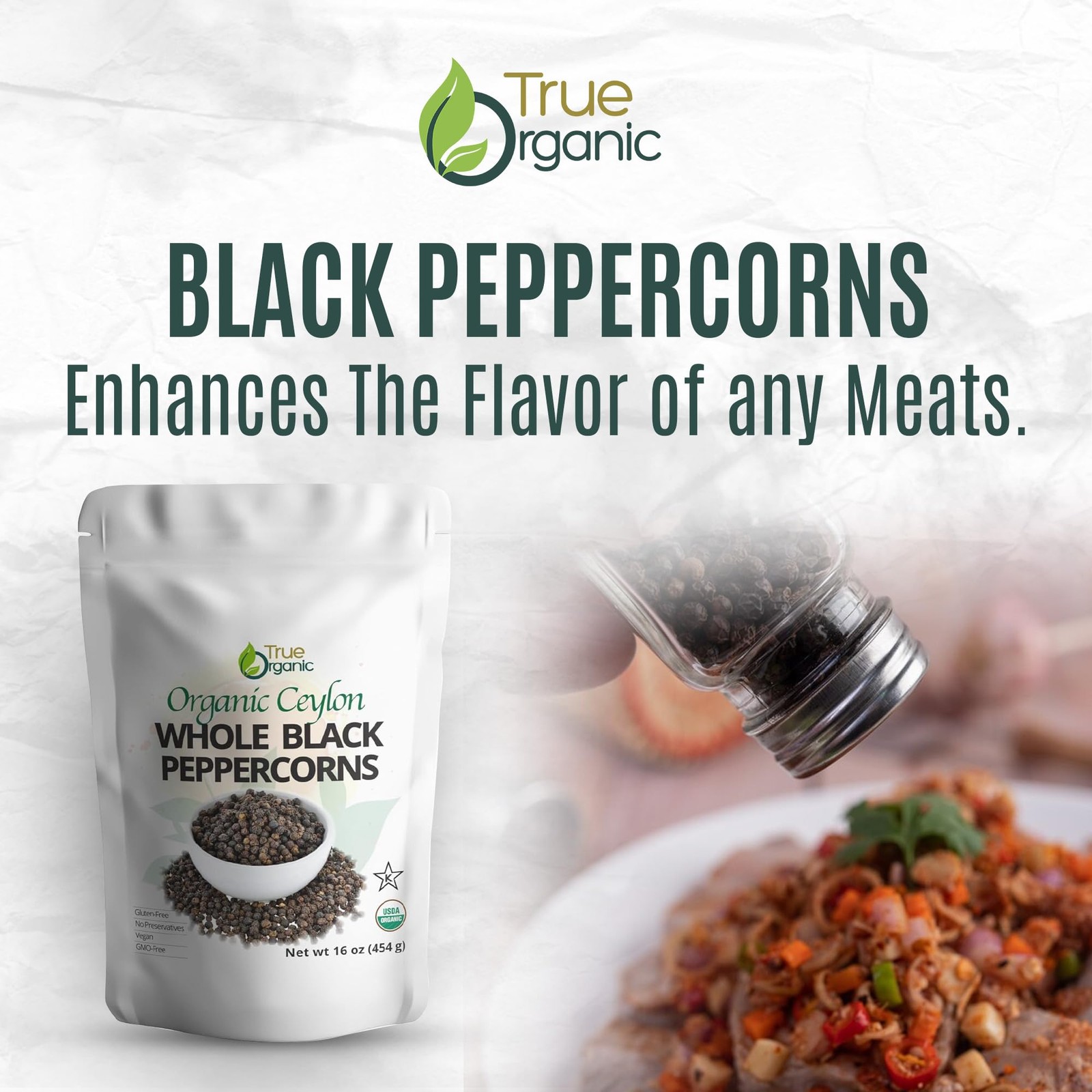 Black Peppercorns, 1 lb, Steam Sterilized, USDA & Kosher Certified, Premium G…