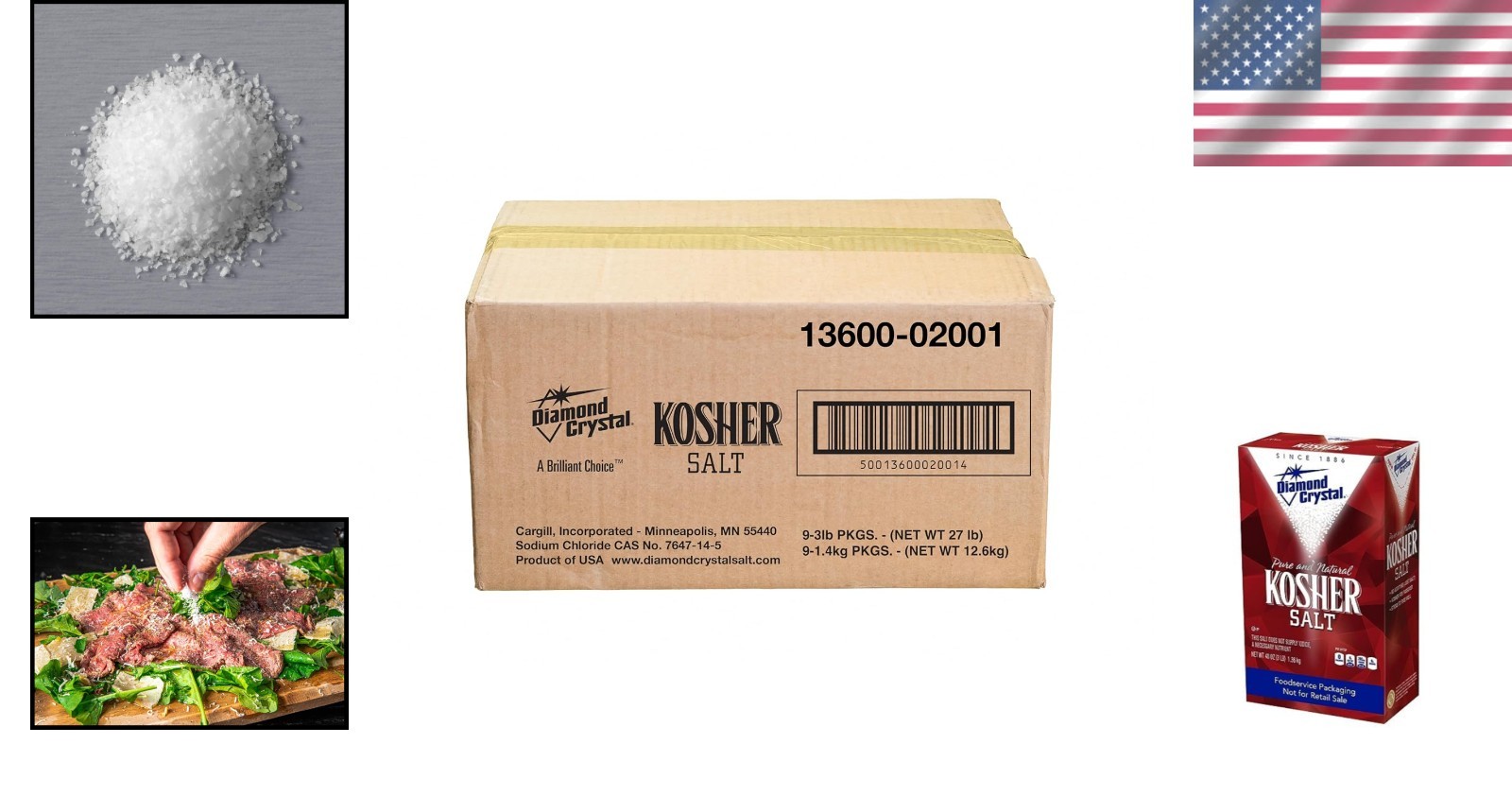 Natural Kosher Salt – 9x3lb Case, Pure & Additive-Free