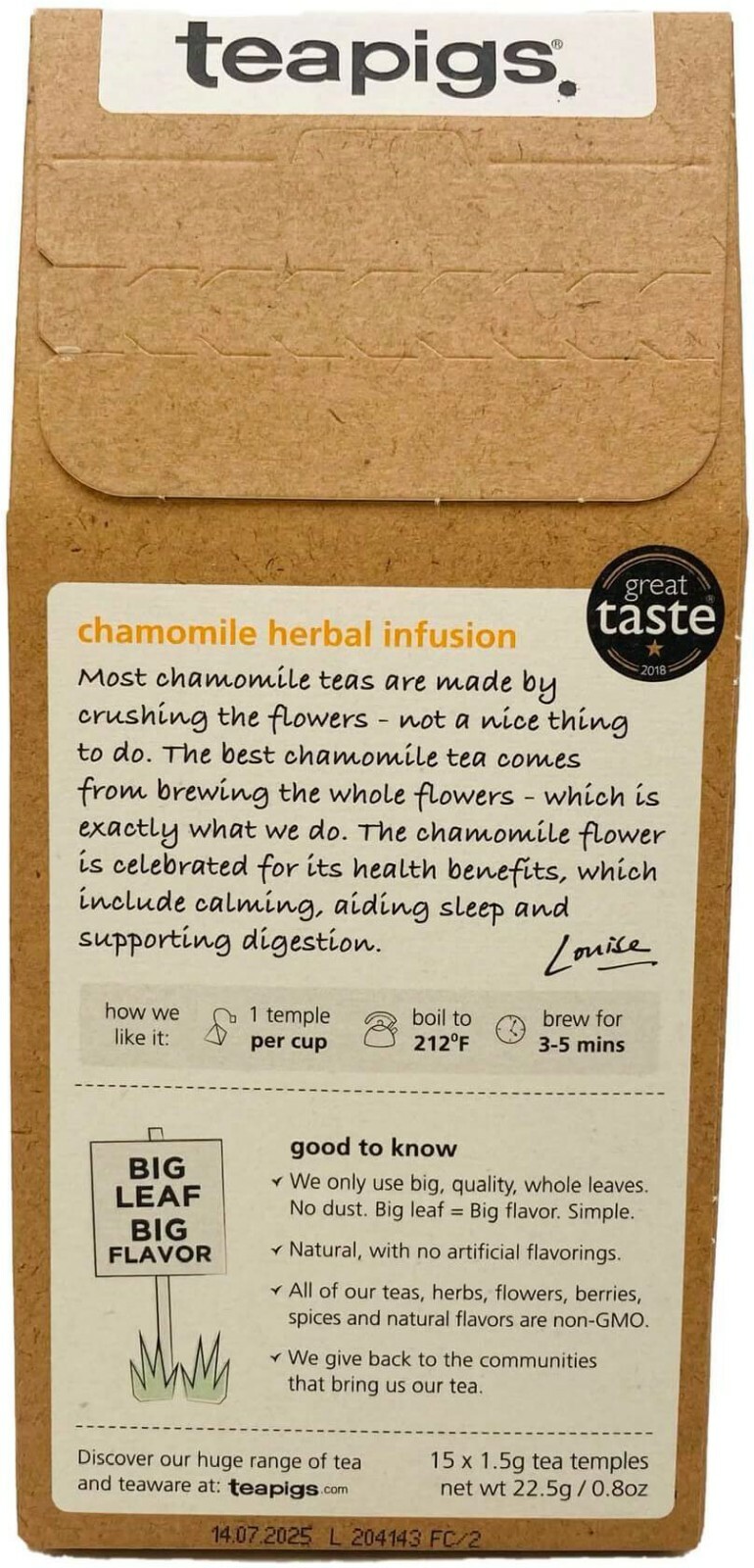 Teapigs Dream On Chamomile Tea – 15 tea temples/bags