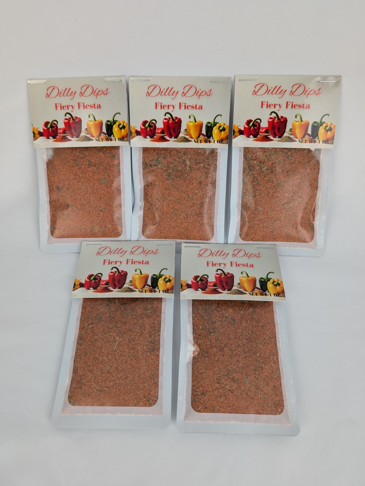 Dilly Dips – 5 Pack – Fiery Fiesta – Gourmet Dip Mix – Dry Rub – Burger Spread