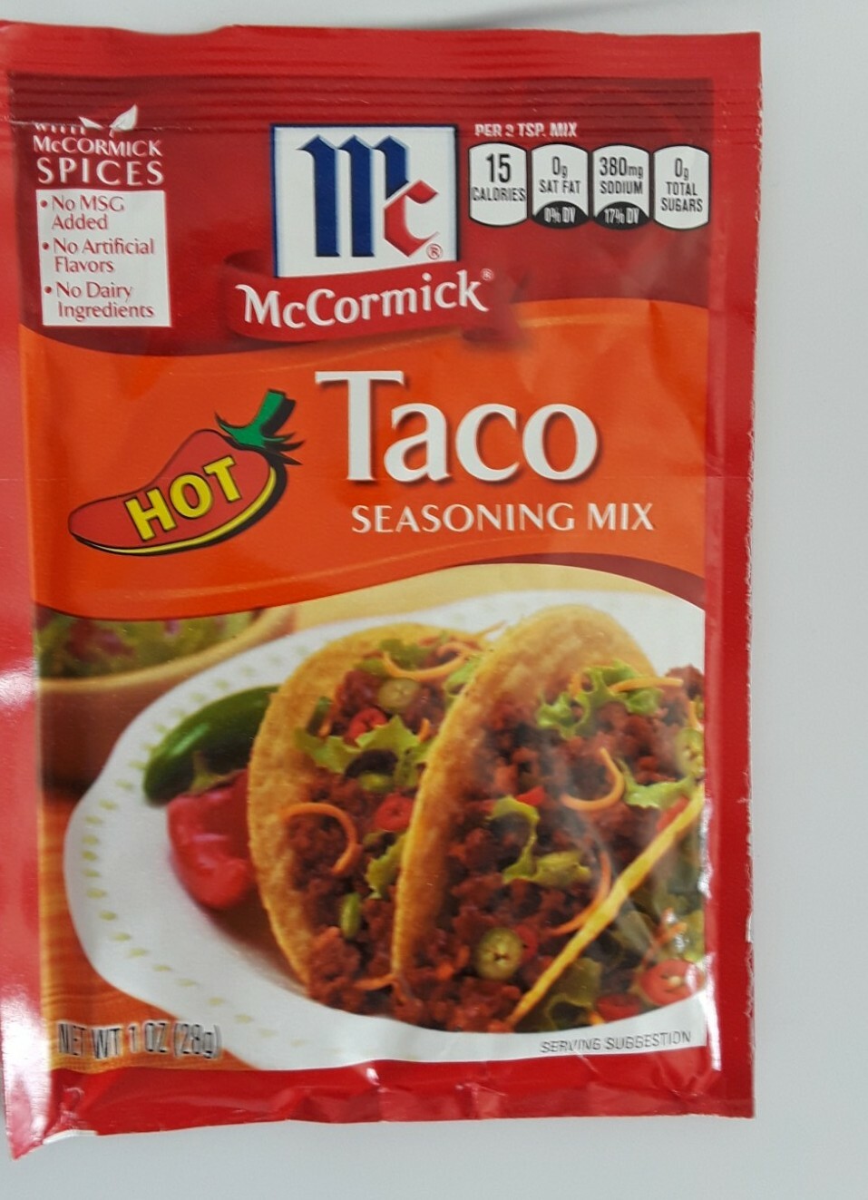 5McCormick TacoSeasoning,MildTaco,Original TacoHot Taco,30%less sodium Exp2/2026