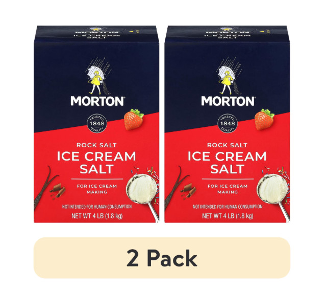 (2 pack) Morton® Ice Cream Salt, Rock Salt for Ice Cream Making, 4 lb each Box
