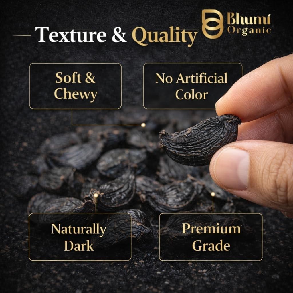 Bhumi Organic Black Garlic Cloves 100 GM Naturally Fermented Ready-to-Eat