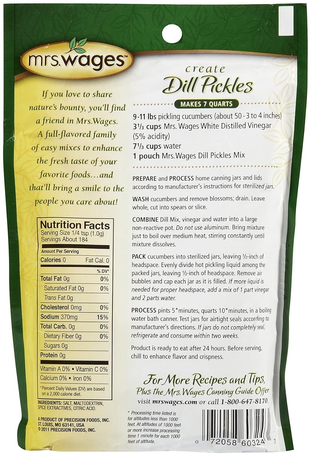 Mrs. Wages Dill Pickling Mix, 6.5 Ounces x 3 Packages