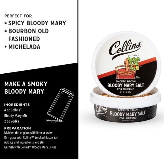 2 Collins Smoked Bacon Bloody Mary Salt Rimmer for Cocktails 4 Ounce