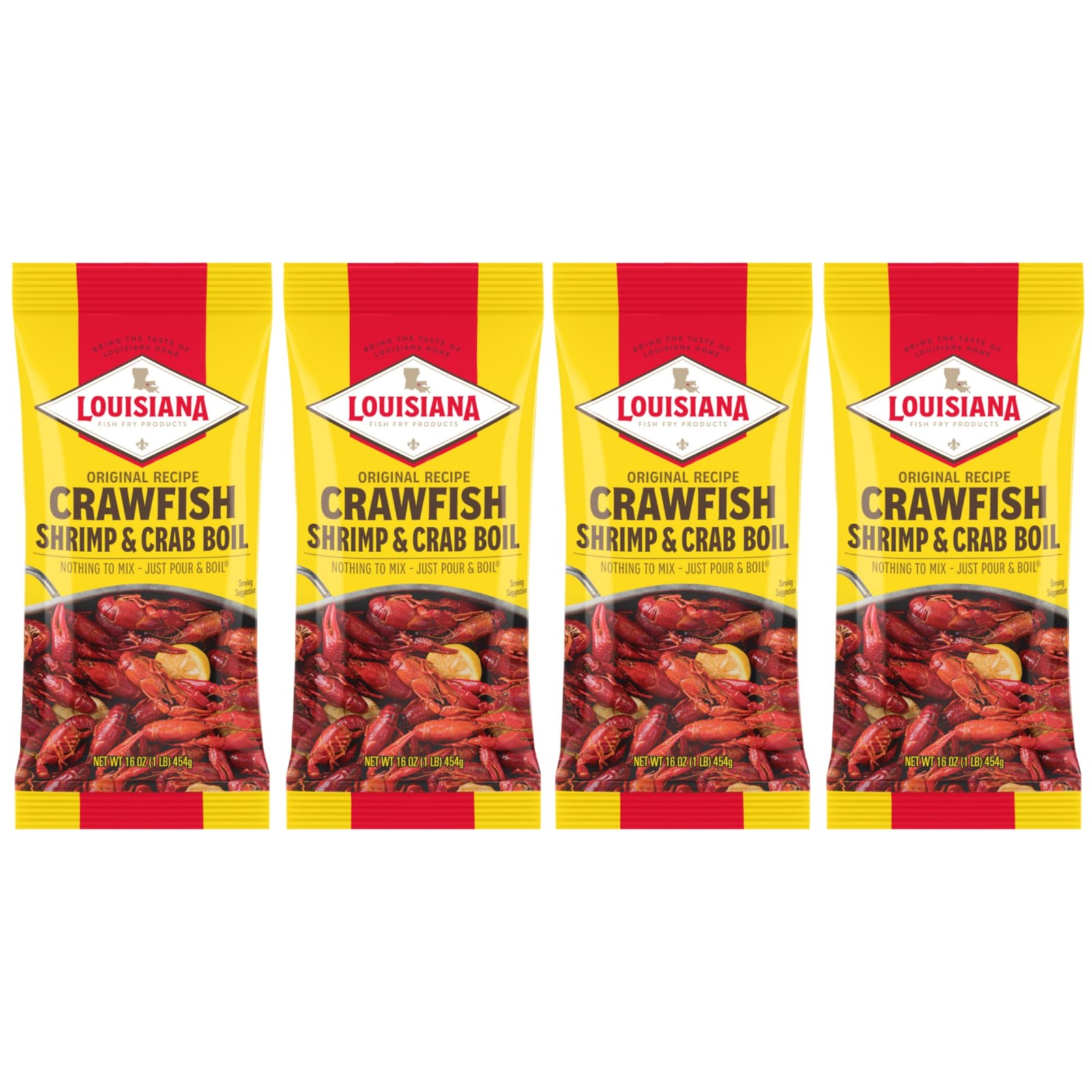 Louisiana Fish Fry Crawfish, Shrimp & Crab Boil Seasoning 16 oz – Pack of 4