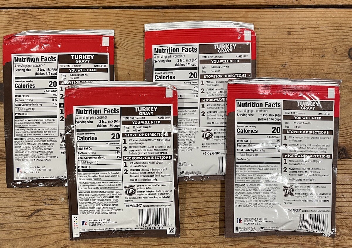 McCormick Turkey Gravy Mix 0.87 oz (4-Packets) Exp 8/2025 & 9/2025