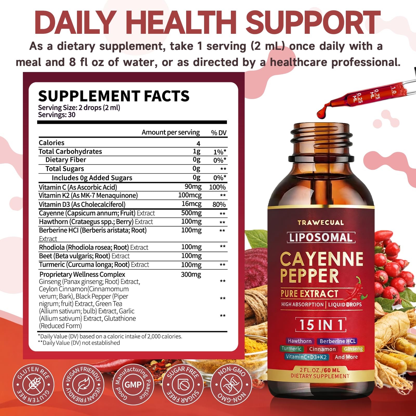 2 Pack Liposomal Cayenne Pepper Drops | 120ml Total, with 2 Fl Oz (Pack of 2)