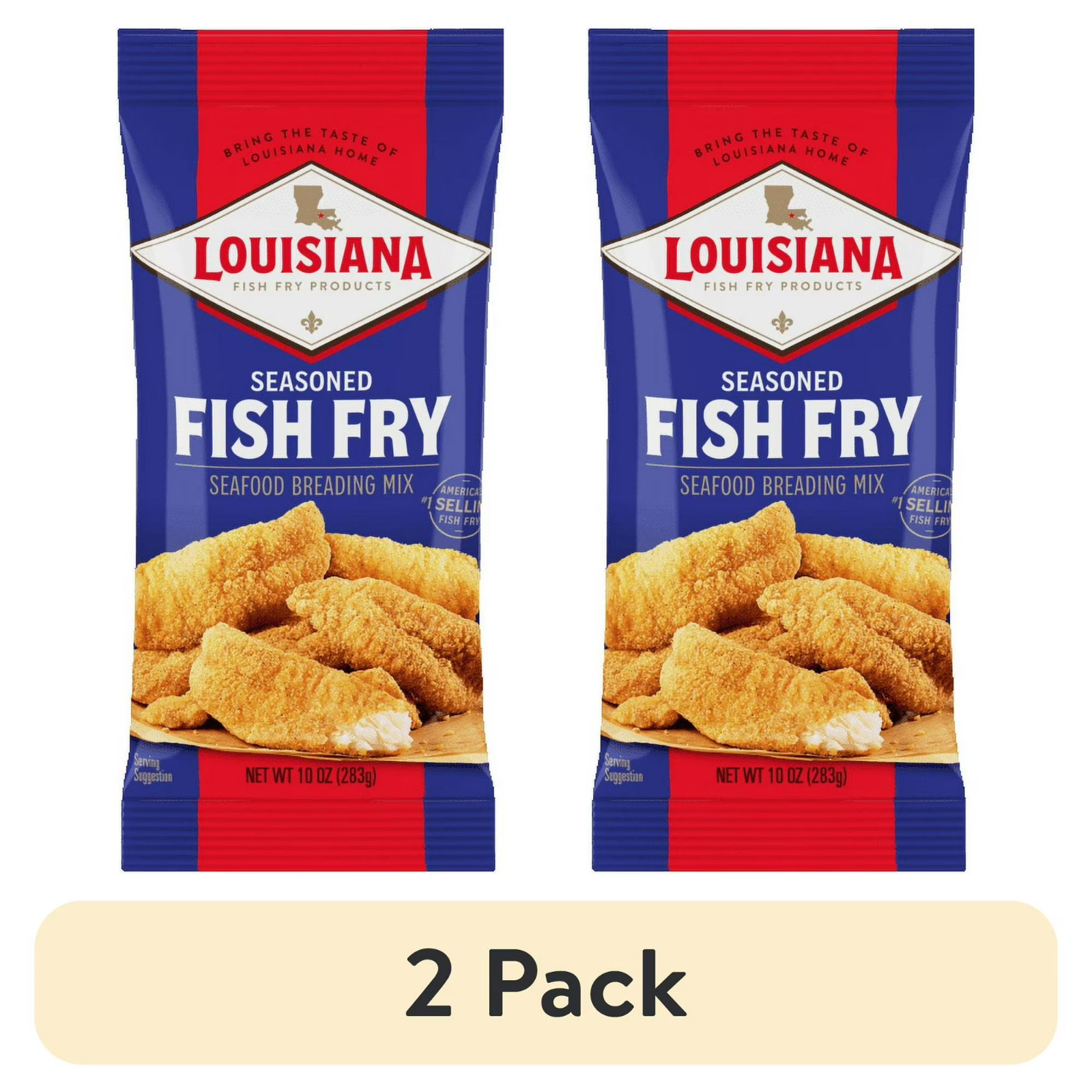 (2 Pack) Louisiana Fish Fry Crispy Seasoned Coating Mix – 10 oz Bags Bulk