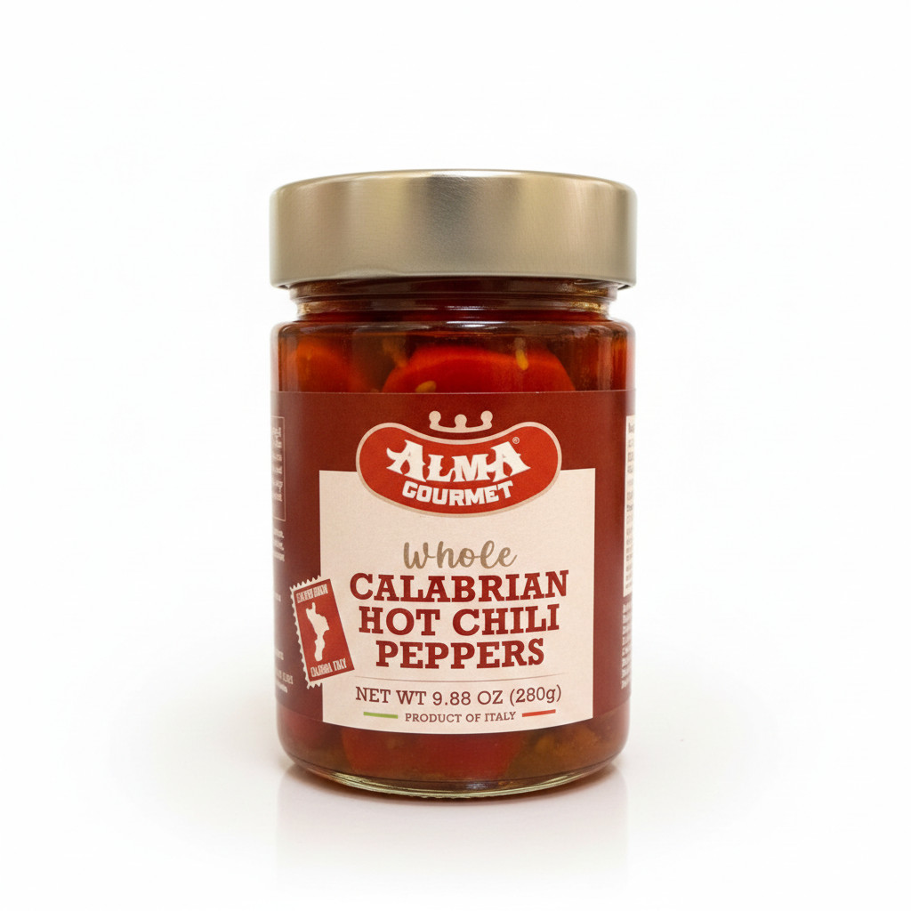 Alma Gourmet Whole Calabrian Hot Chili Peppers in Oil – 9.88oz (280g) Italy