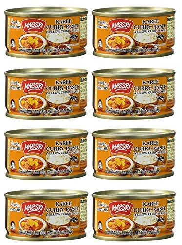 Maesri Yellow Curry Paste Kang Karee 4 Oz Pack of 8 Premium Sauce