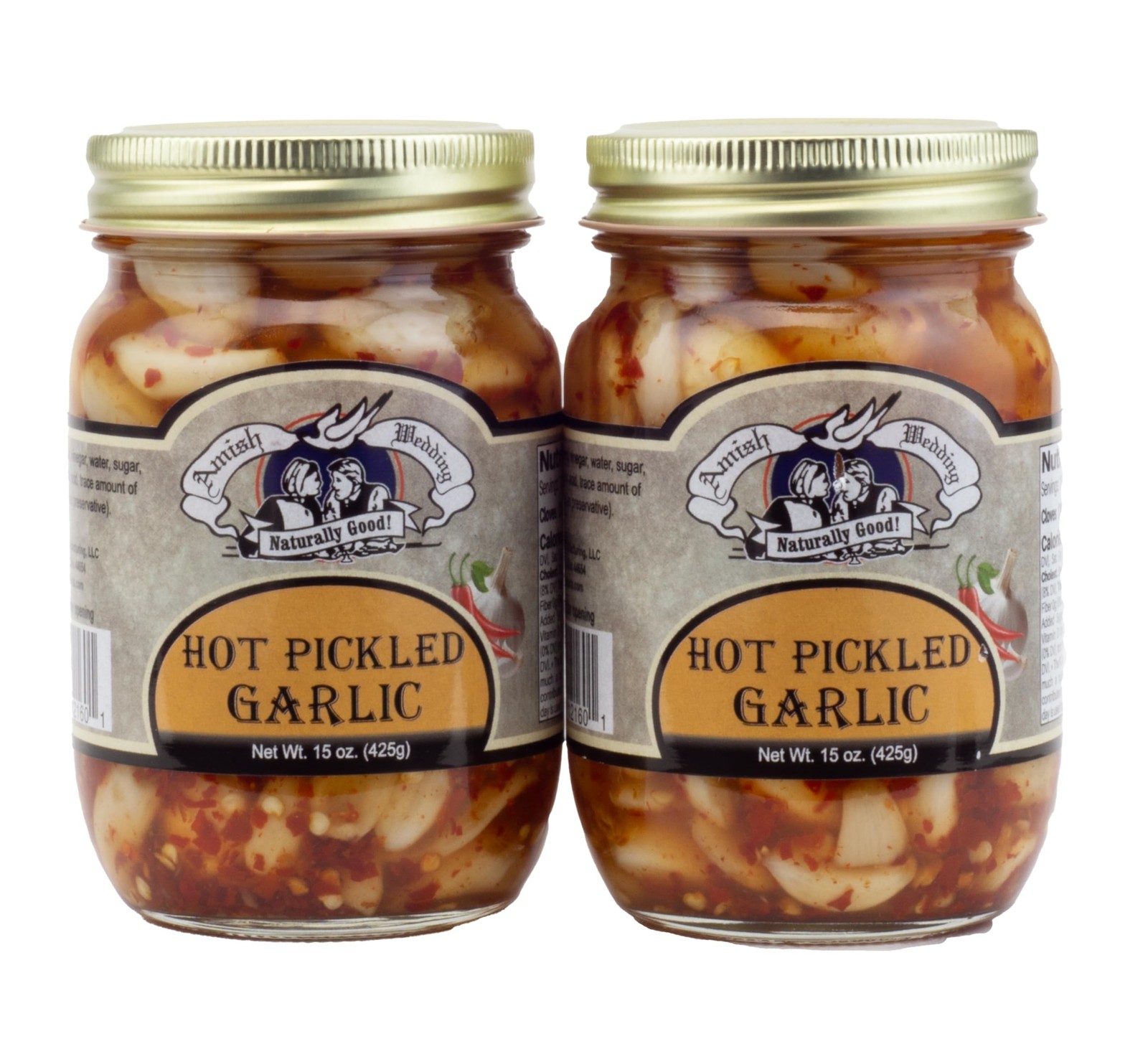 Amish Wedding All-Natural Hot Pickled Garlic 15 Ounces (2 2 Pound (Pack of 1)