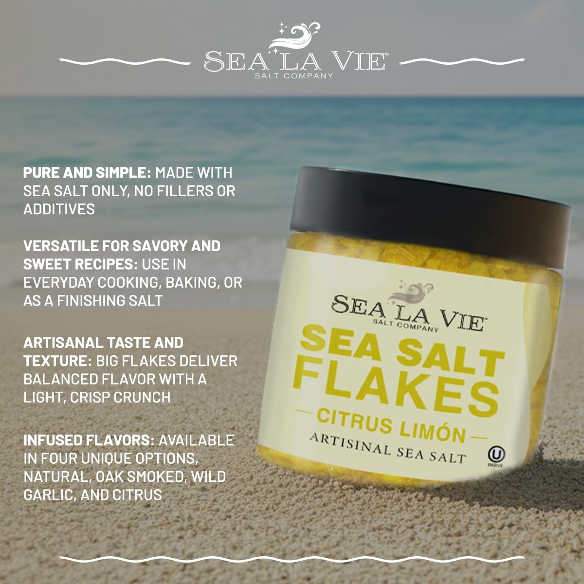 Sea La Vie Salt Flakes, 3.5 Ounces, Pack of 1, Kosher Handcrafted Gourmet Art…