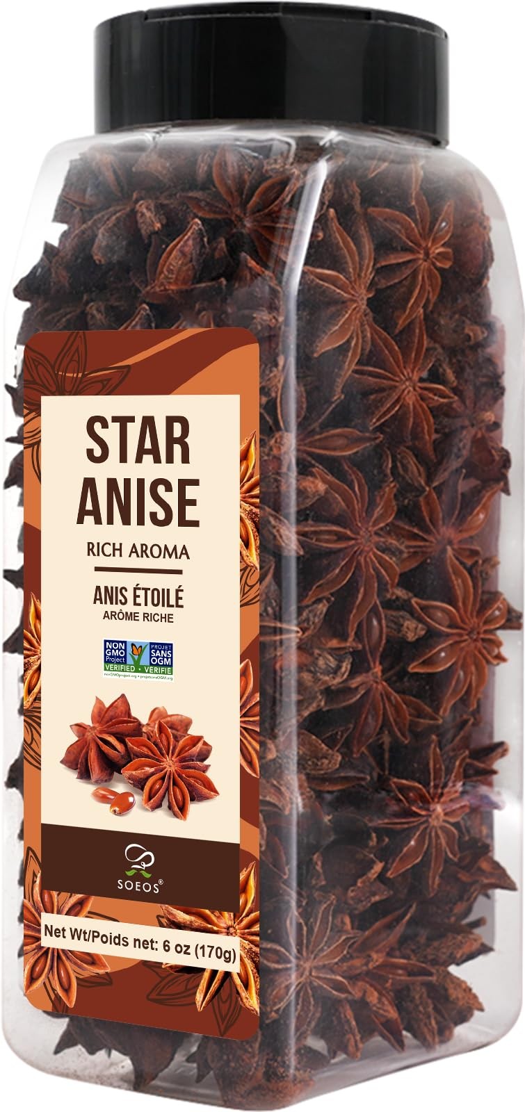 Soeos Star Anise Seeds 6oz (170g), Non-GMO Verified, Great for 6 oz (170g)