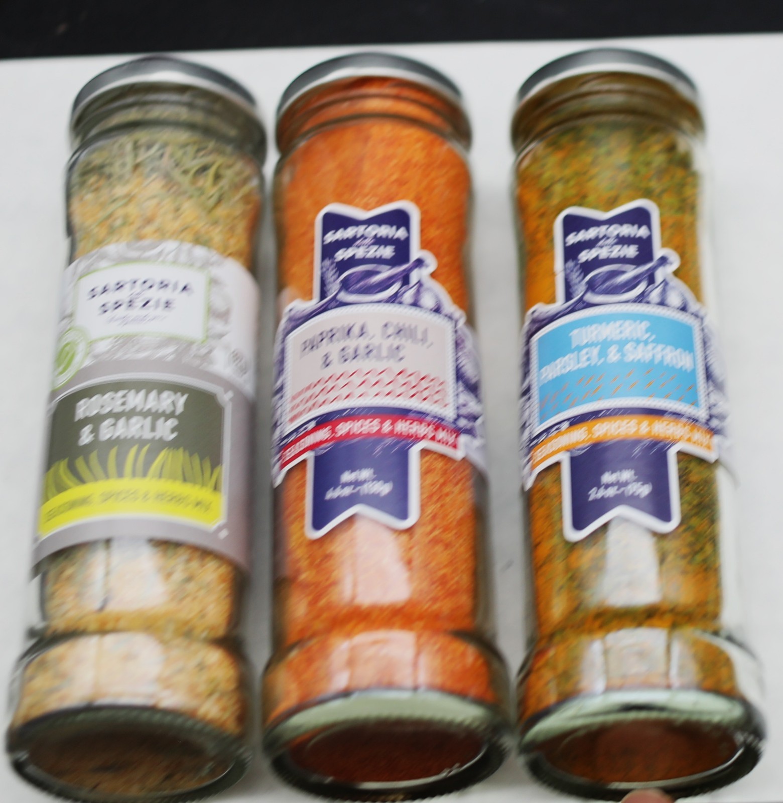 LOT 3 bottle spice SARTORIA SPEZIE Rosemary Garlic + Chili Paprika + Saffron Mix