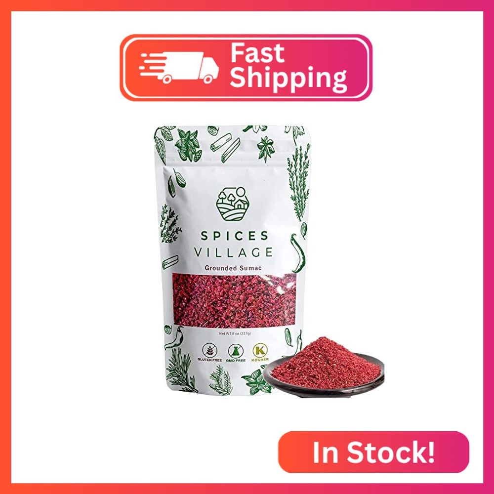 SPICES VILLAGE Ground Sumac Spice, Sumac Seasoning, 8 oz, Sumac Powder, Kosher C