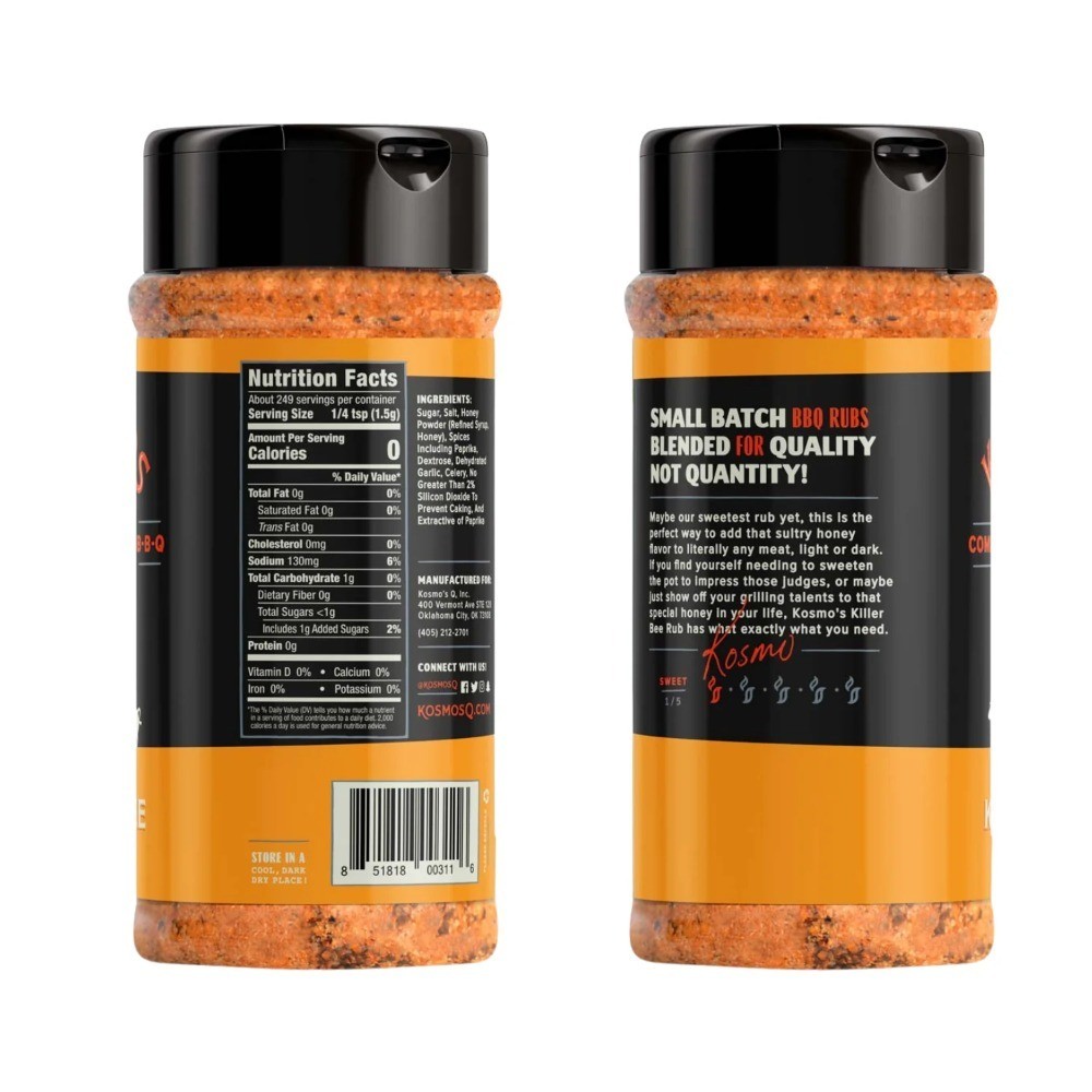 Honey Killer Bee Dry BBQ Rub Seasoning for Beef Chicken Pork 13.2 oz