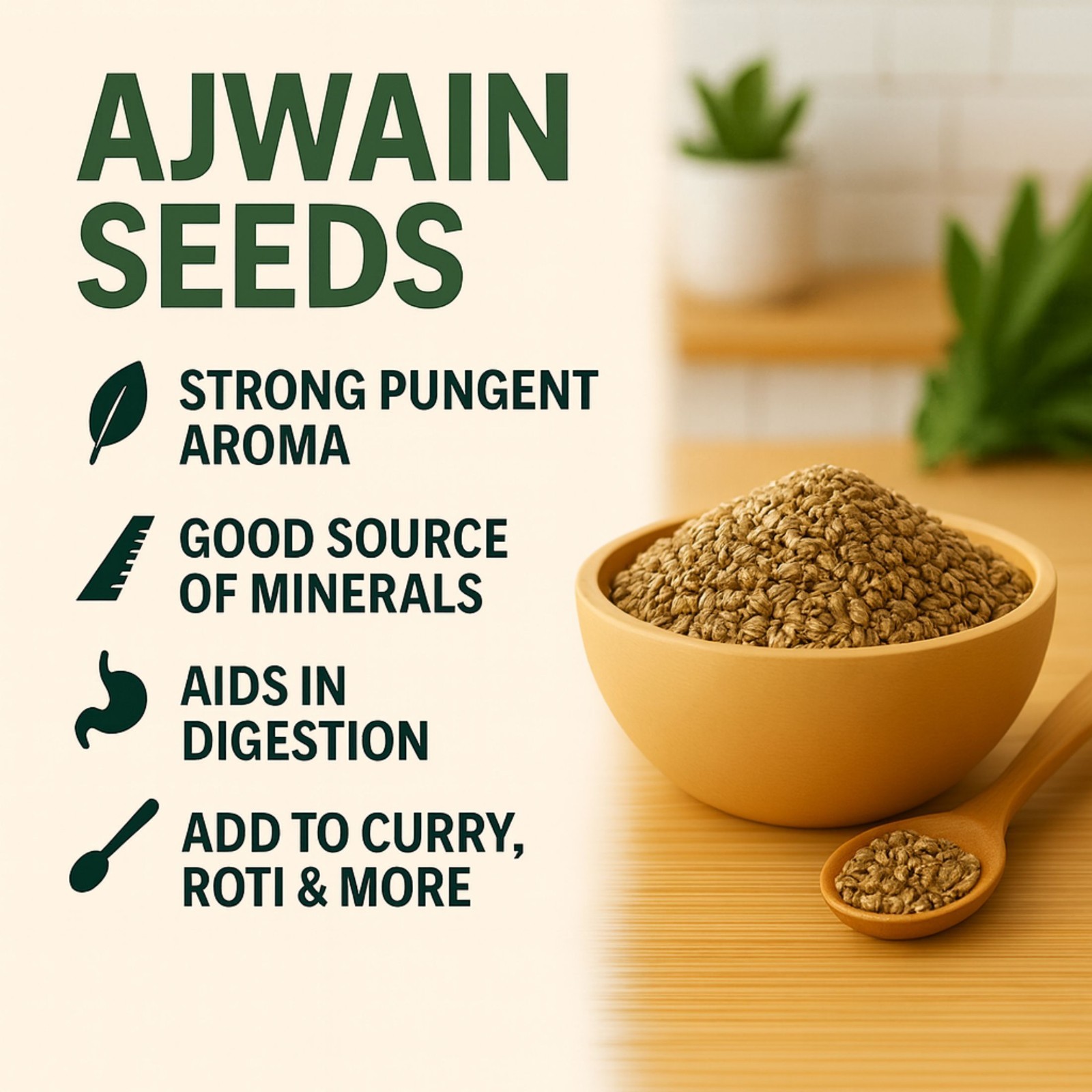 Ajwain Seeds (Carom Seeds) 12 oz – Aromatic Spice for Cooking & Health Benefits