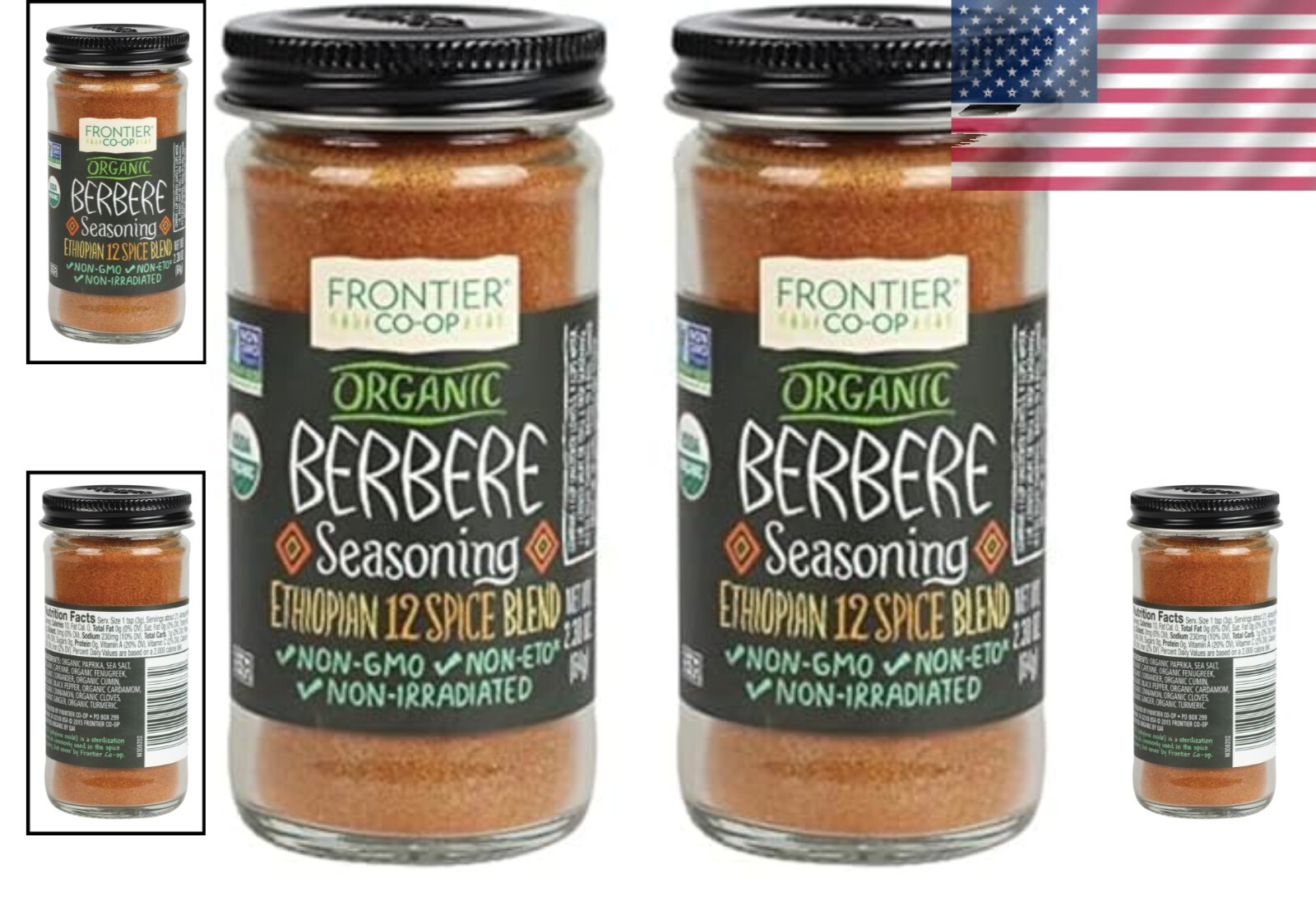 Certified Organic Berbere Sauce Seasoning – 4.6 Oz Total (2 Bottles)