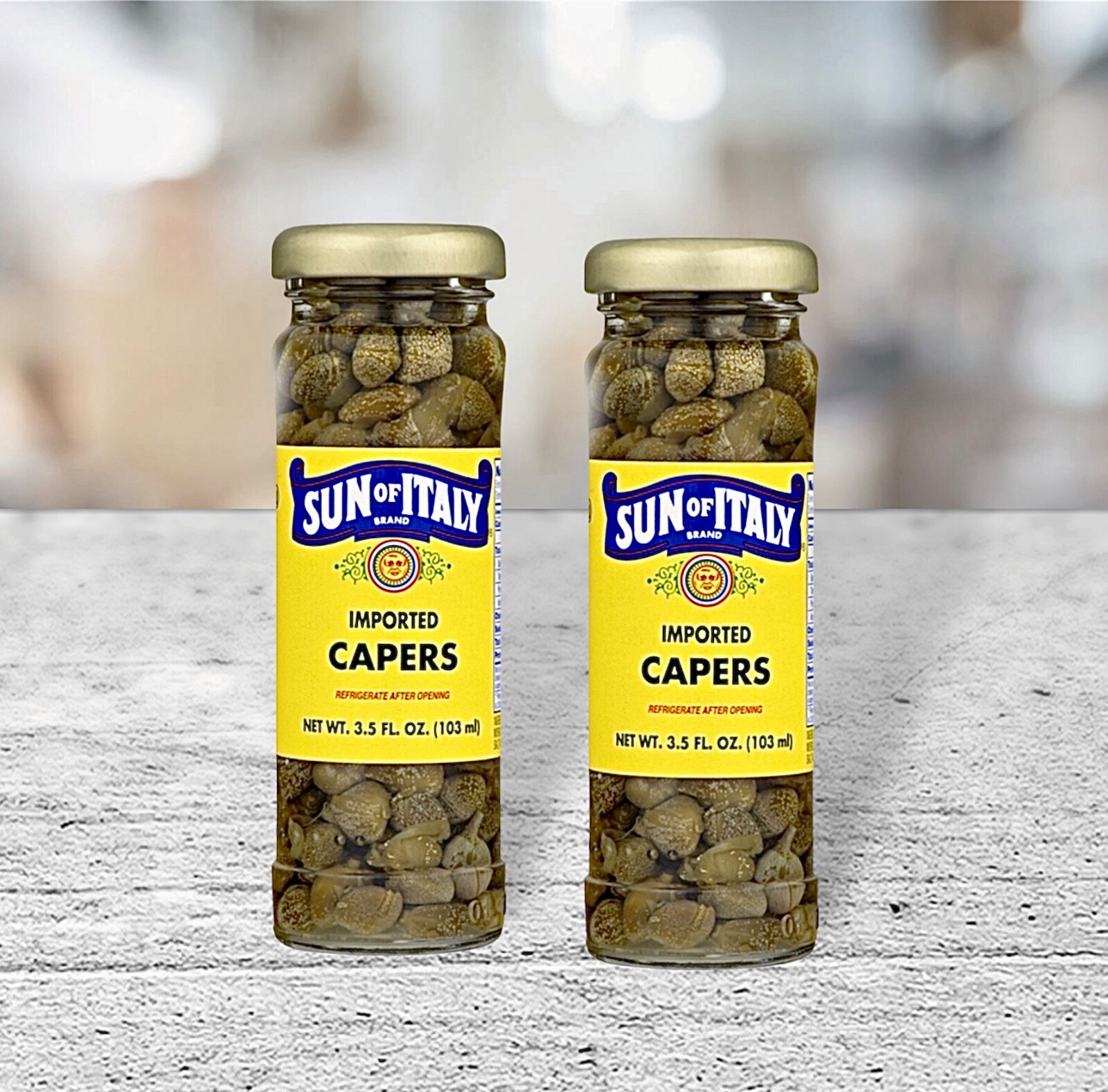 2 Sun of Italy Brand Imported Capers ~An Old Family Recipe~3.5.fl.oz~ 2 Jars