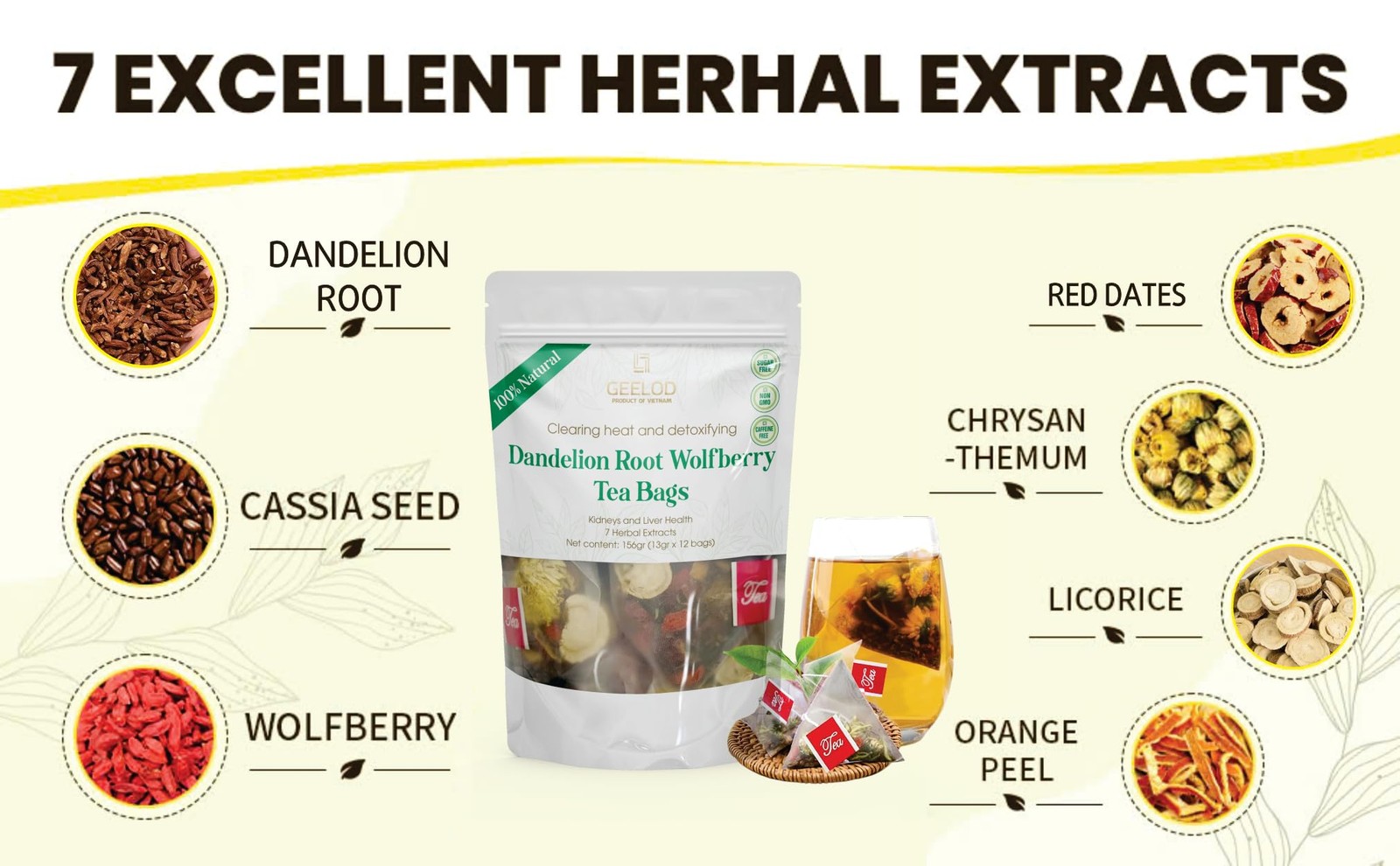 Premium Dandelion Root Wolfberry Tea Bags –