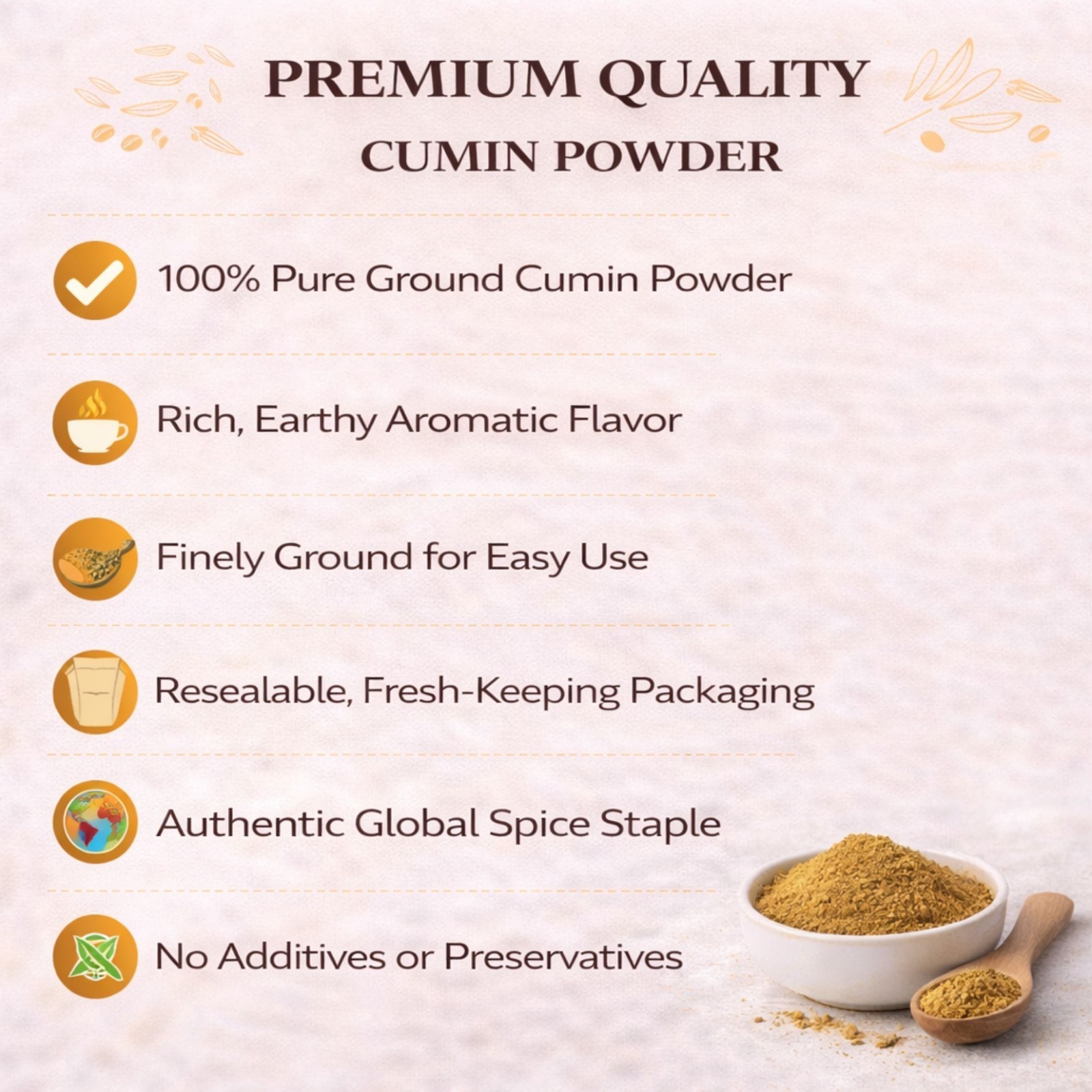 Cumin Powder – 100% Pure Natural Spice – Aromatic Flavor for Cooking- 2 LBS