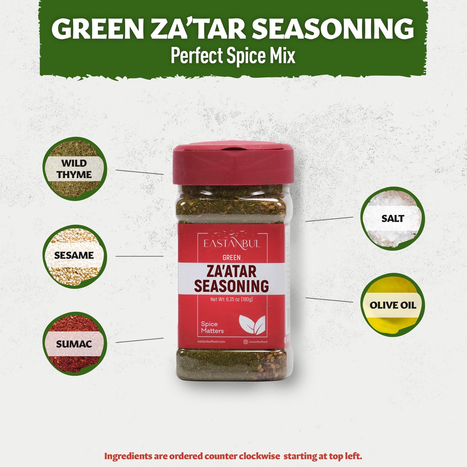 Zaatar Seasoning 6.35oz 100% Natural No MSG Zahter Zatar Za atar Spice