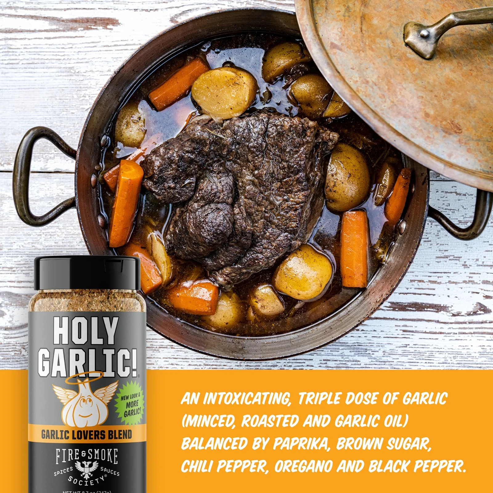 Fire & Smoke Holy Garlic All Purpose Seasoning Blend 8.7 oz sweet Garlic
