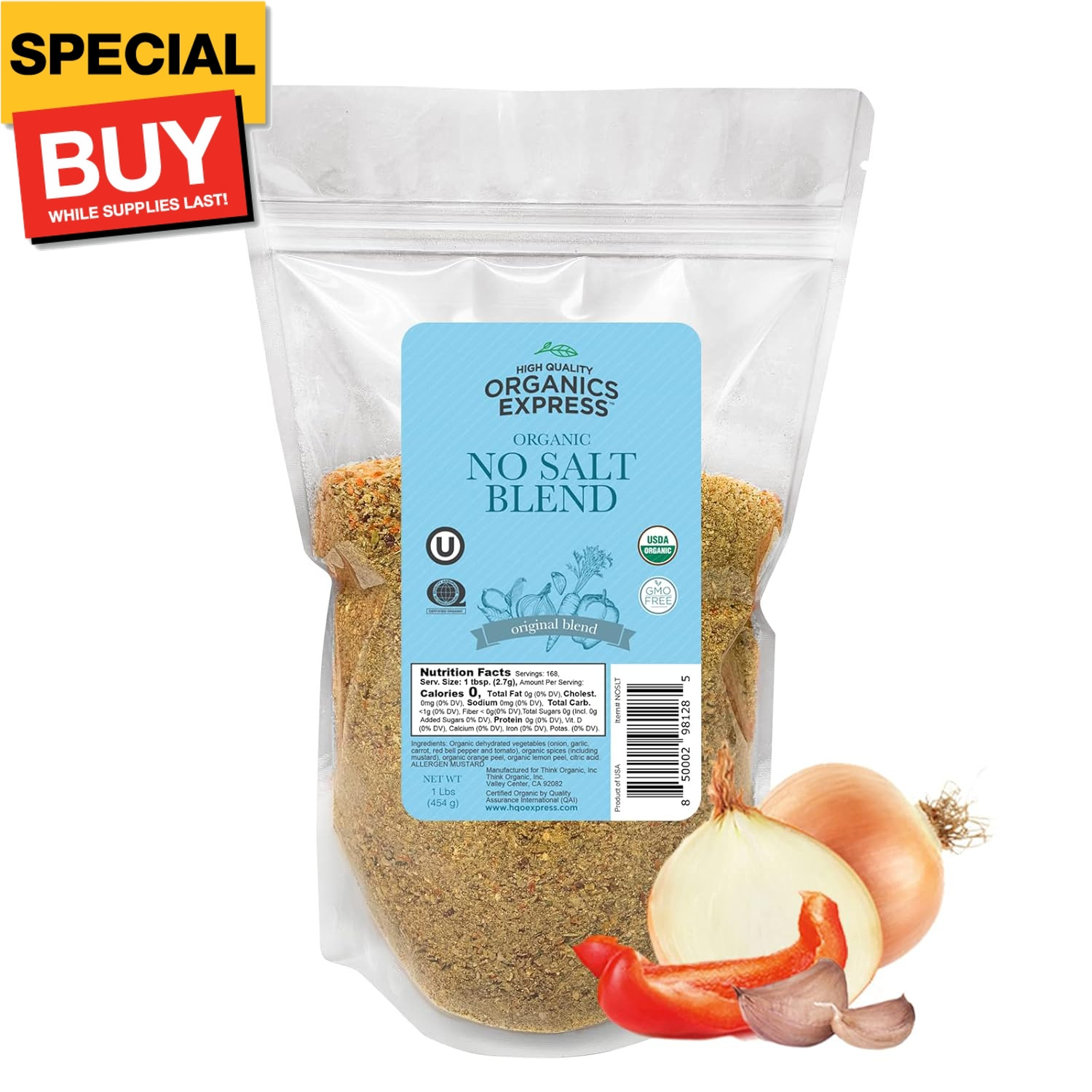 No Salt All Purpose Organic Seasoning, 100% Sodium Free, No MSG, For Vegetables,