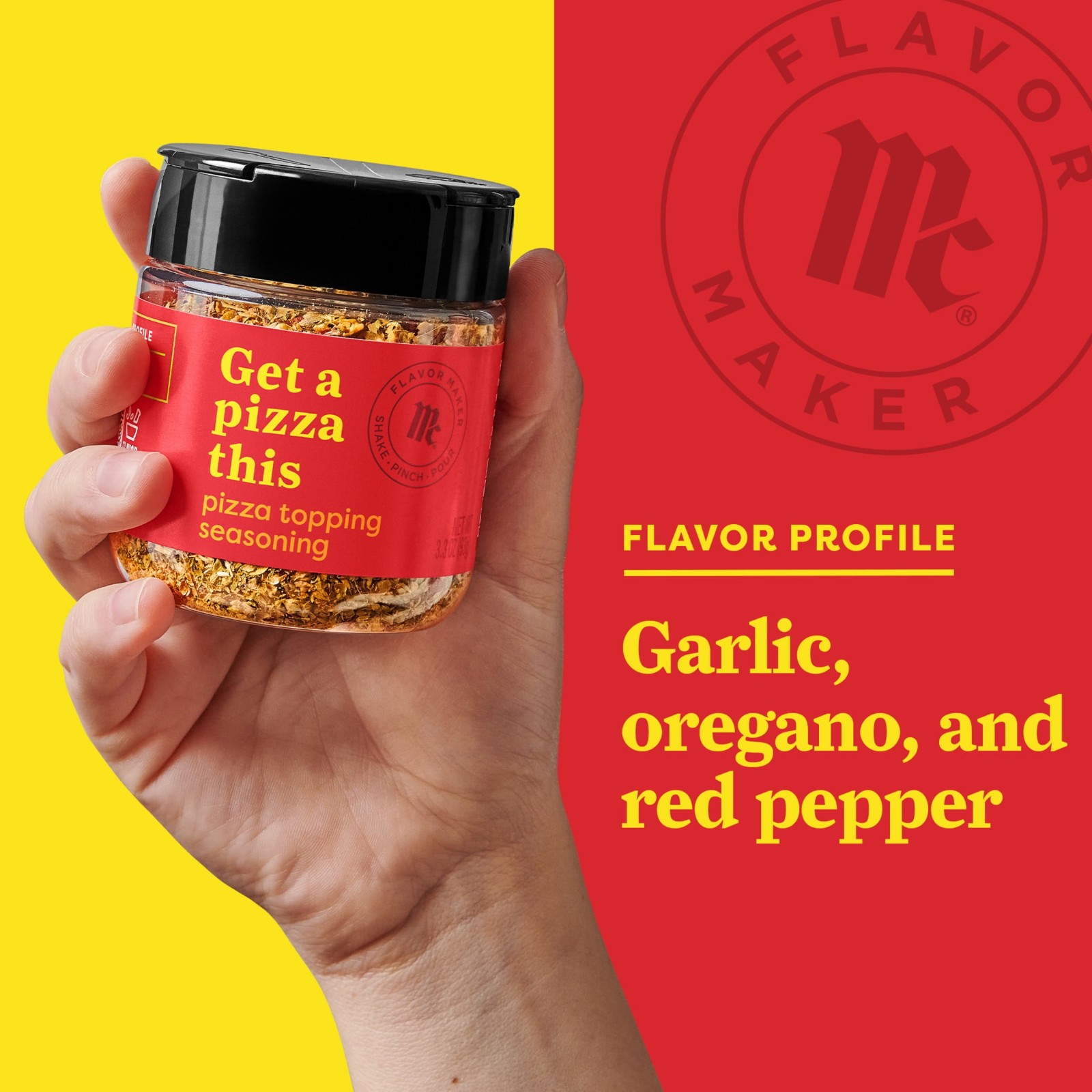 McCormick Flavor Maker Pizza Topping Seasoning, 3.3 oz Jar | FREE SHIPPING