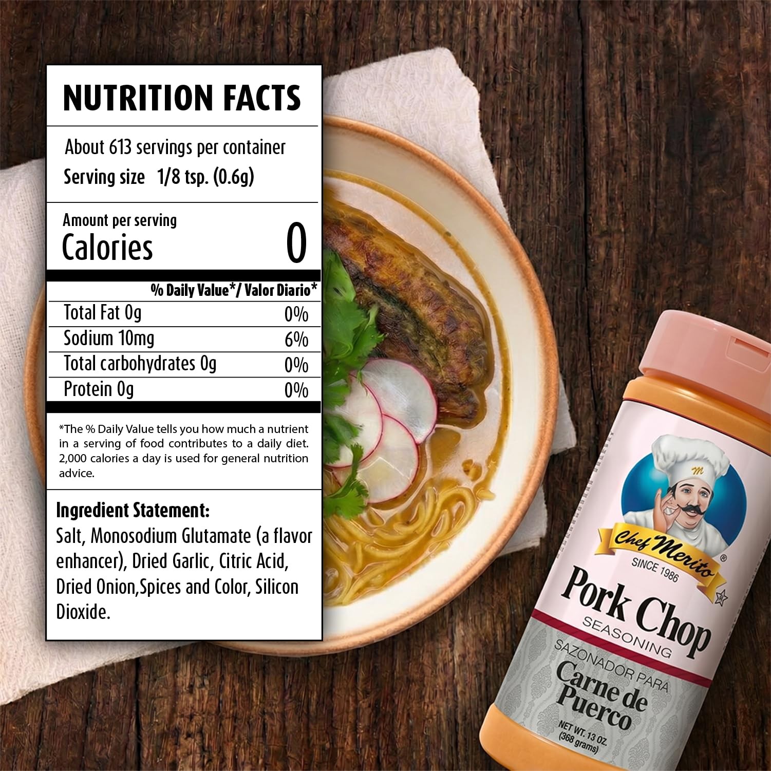 Chef Merito® | Pork Chop Seasoning | 14 Ounces | Large 14 Ounce (Pack of 1)