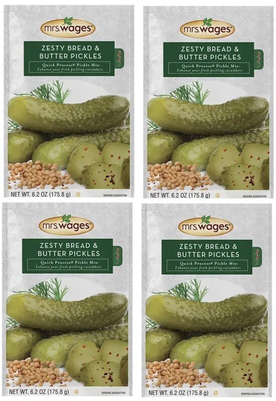 Mrs Wages W659-J6425 6.2 oz Zesty Bread N’ Butter Pickle Mix Seasoning – 4 Pack
