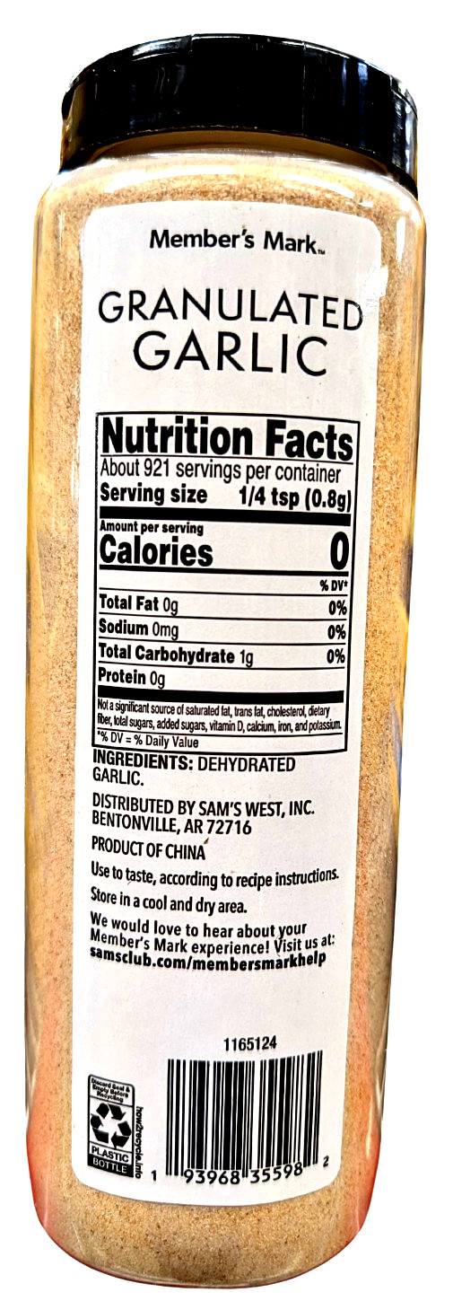 Member’s Mark Granulated Garlic 26 Oz EXP 06/2028