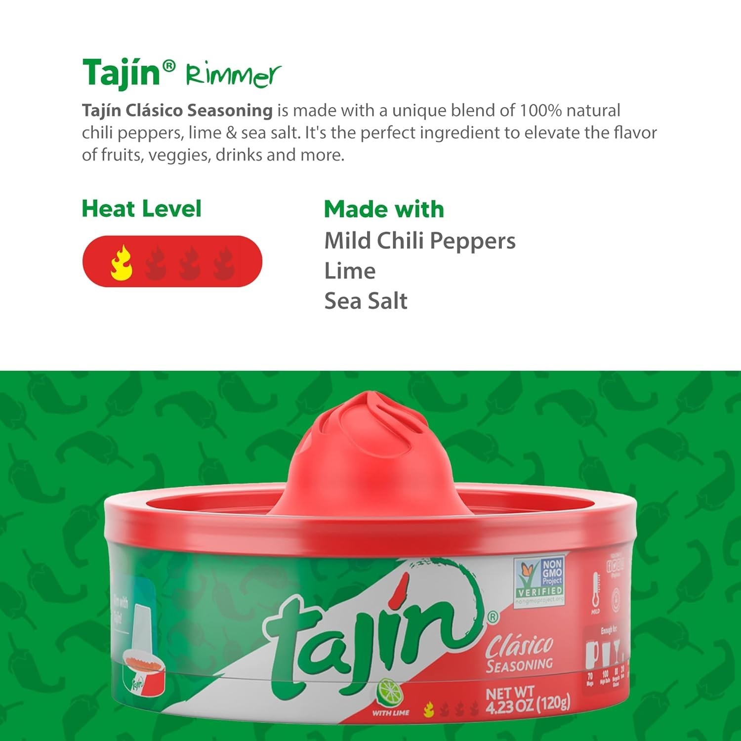 Versatile 4.23 oz Tajín Chile Lime Seasoning Rimmer – Spice Up Your BBQ & Drinks