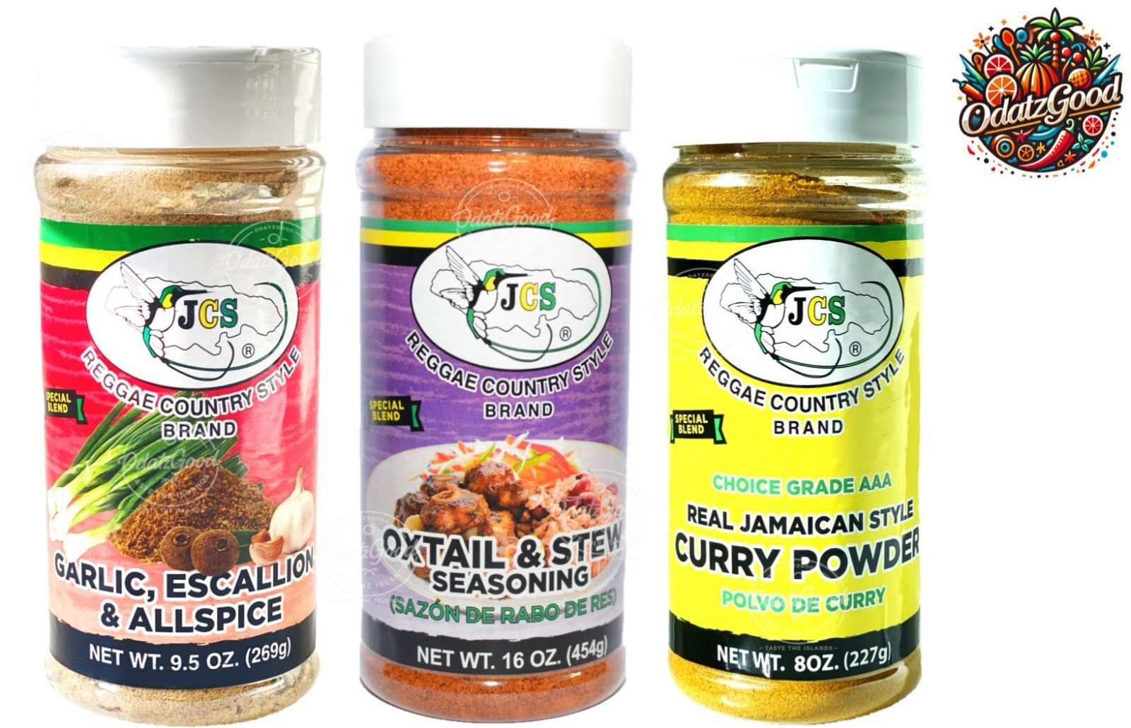 JCS Oxtail, Garlic, Curry Seasoning Variety Pack | Bold Caribbean Flavors