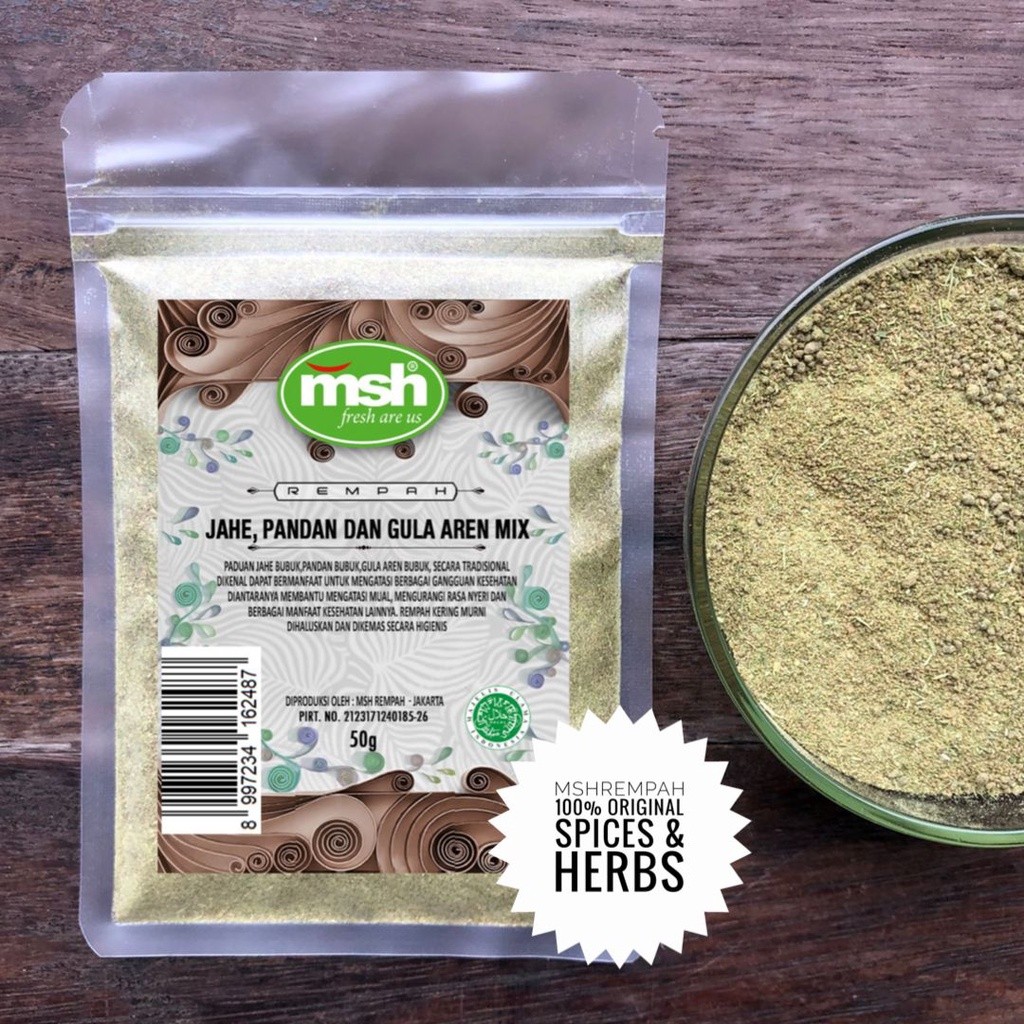 Ginger Pandan Palm Sugar Drink Mix Powder 50g herbal
