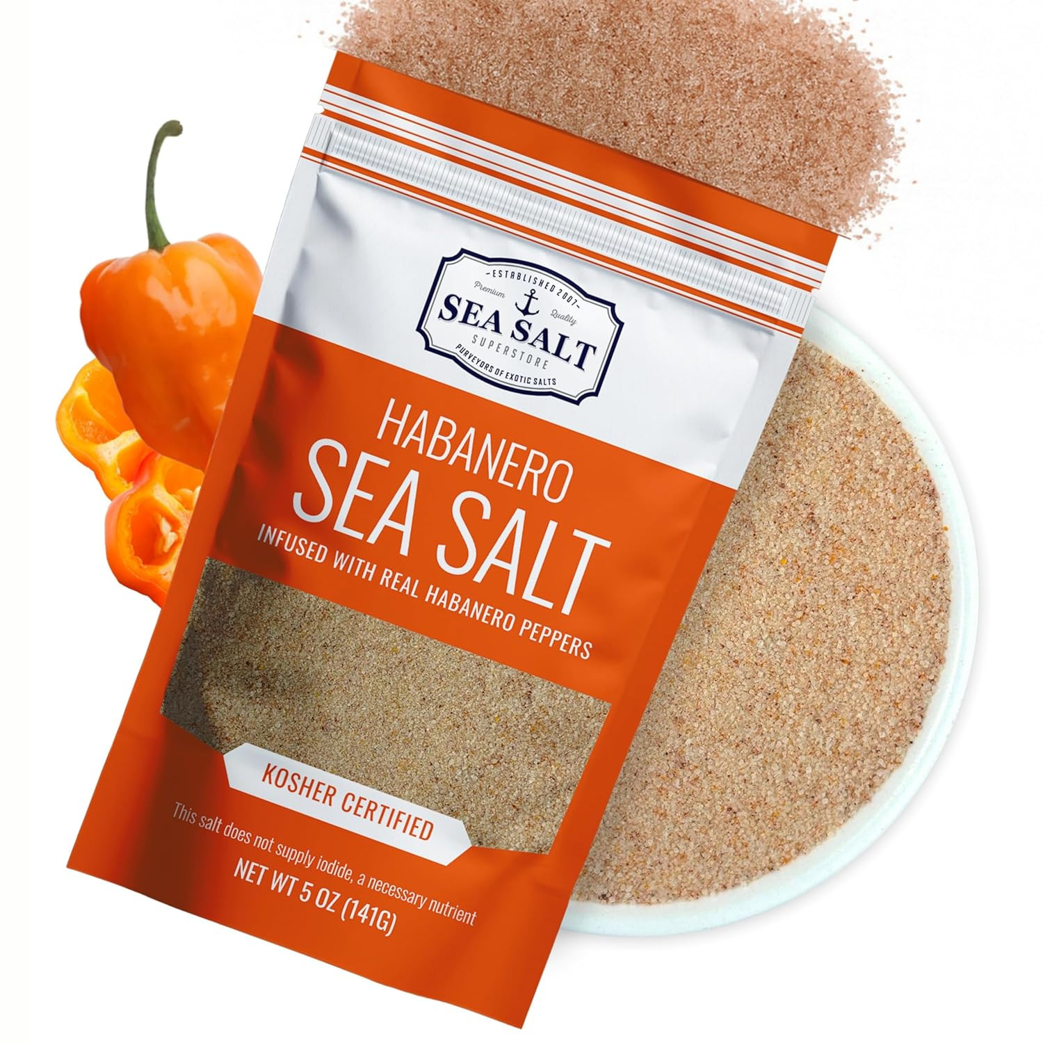 Spicy Hot Habanero Sea Salt Infused with Real Habanero Peppers – Natural Premium
