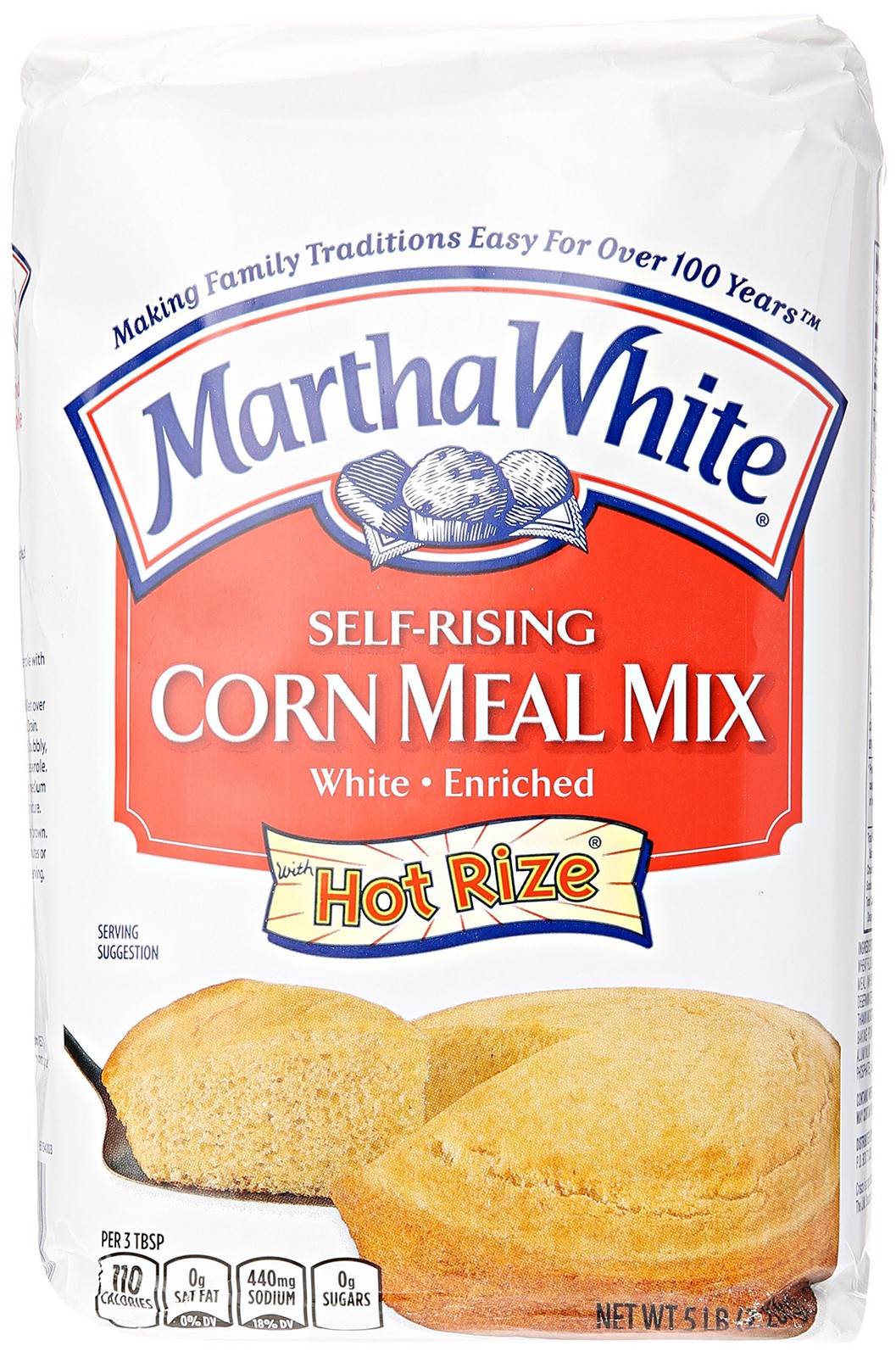 Smuckers Martha White Corn Meal Mix, Self-Rising, 5 Pound (Pack of 1)