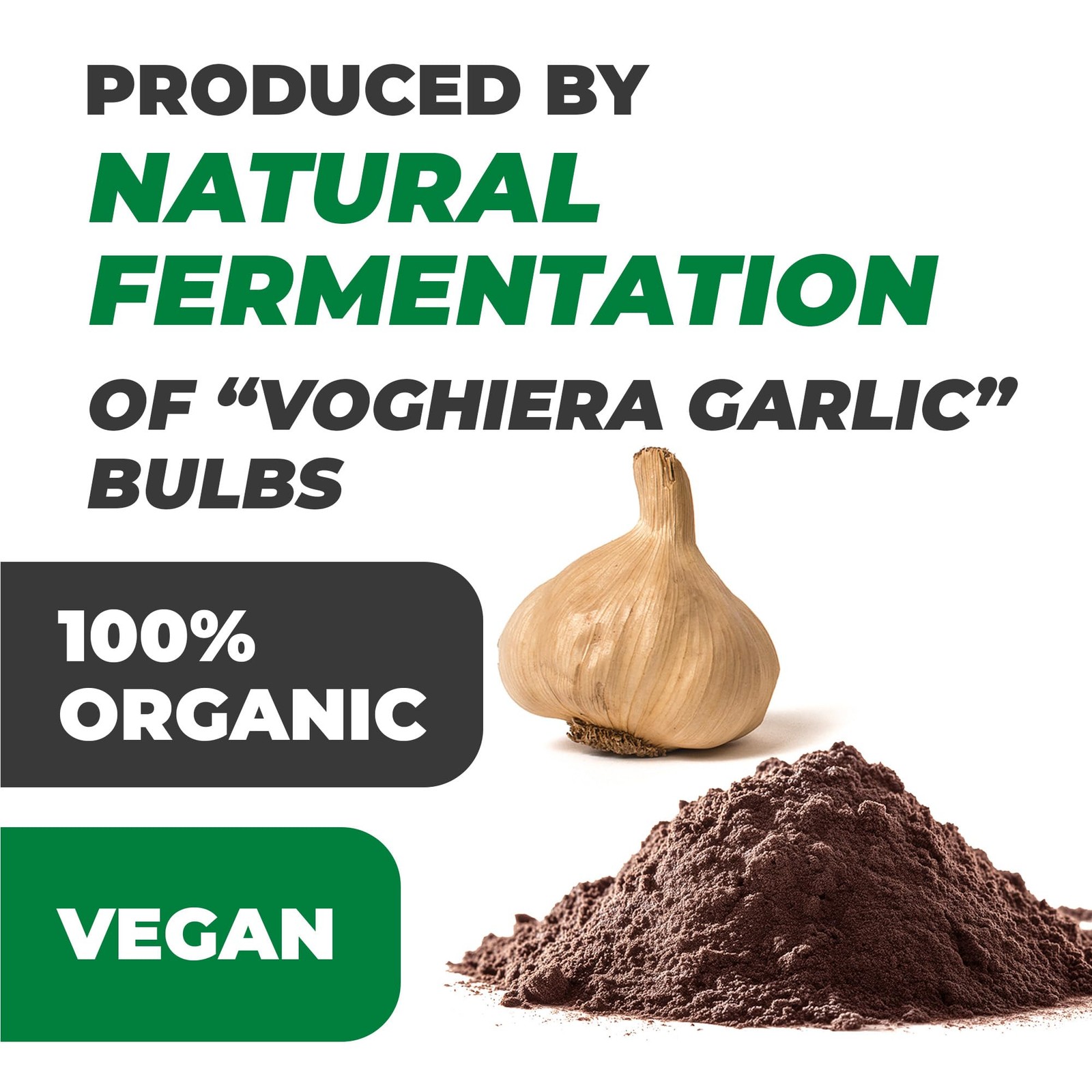 Organic Black Garlic Powder, 30gr – Produced by Natural Fermentation of “Vogh…