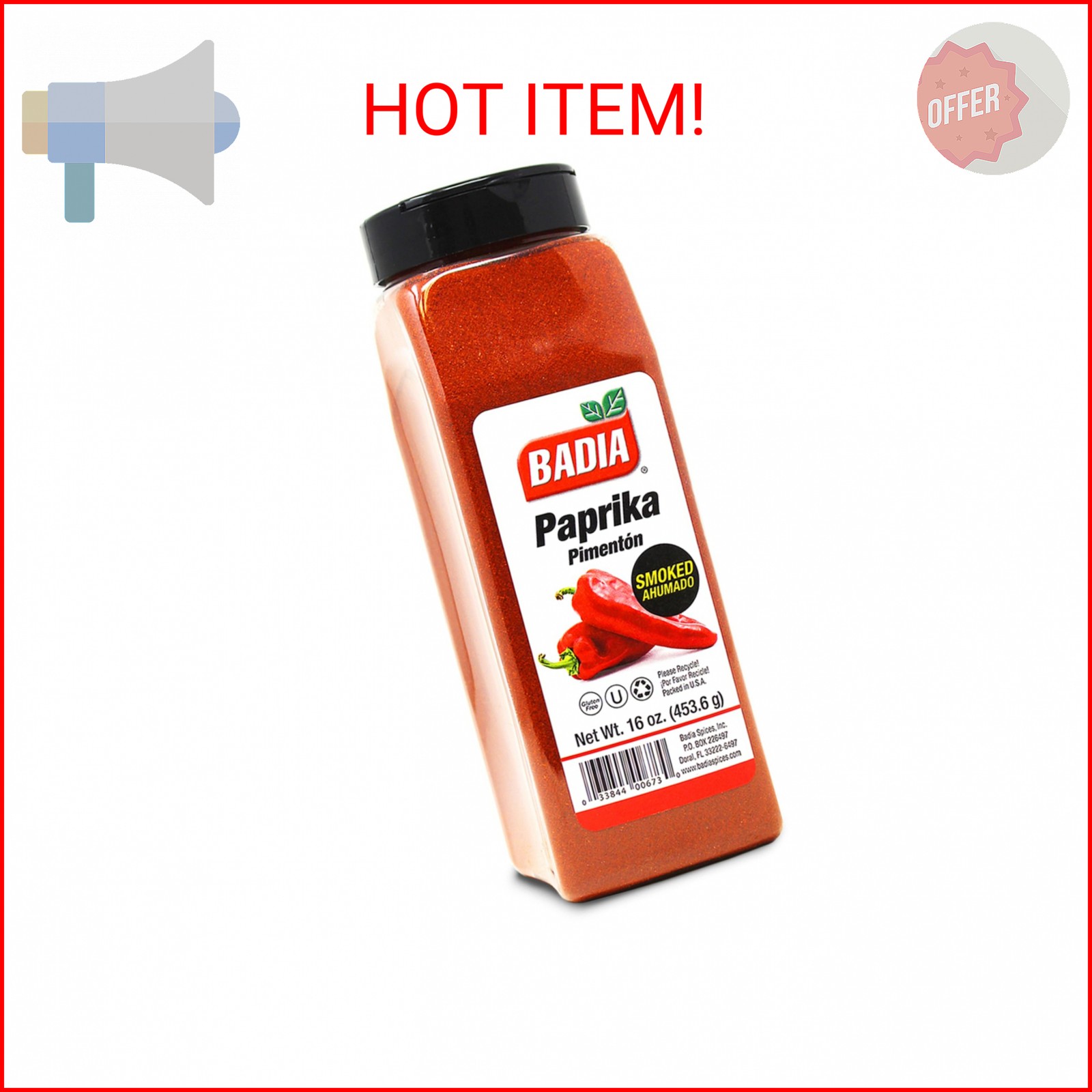 Badia Smoked Paprika, 16 oz – Rich, Smoky Flavor for Cooking, Grilling & Seasoni