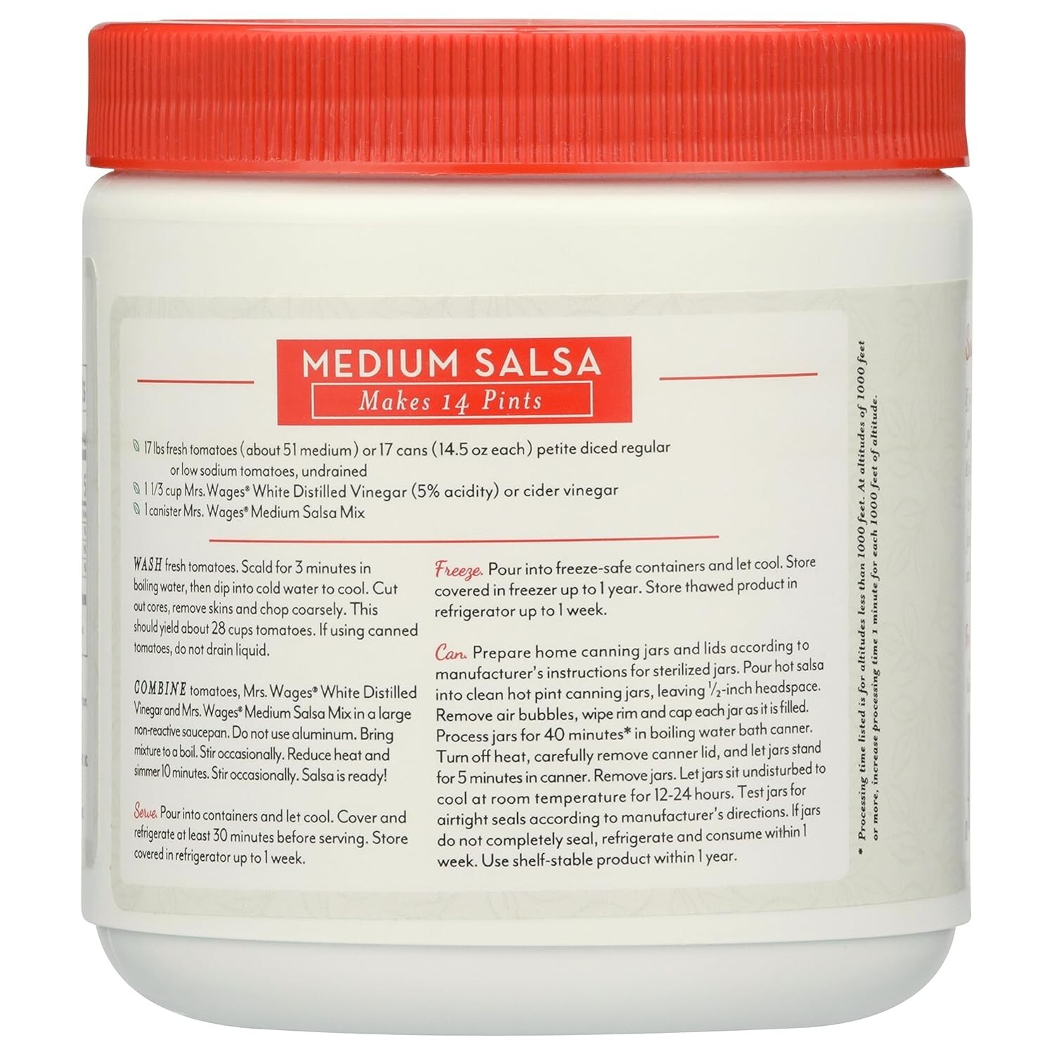 Medium Salsa Canning Mix, 11.2 Ounce Canister Pack of 1