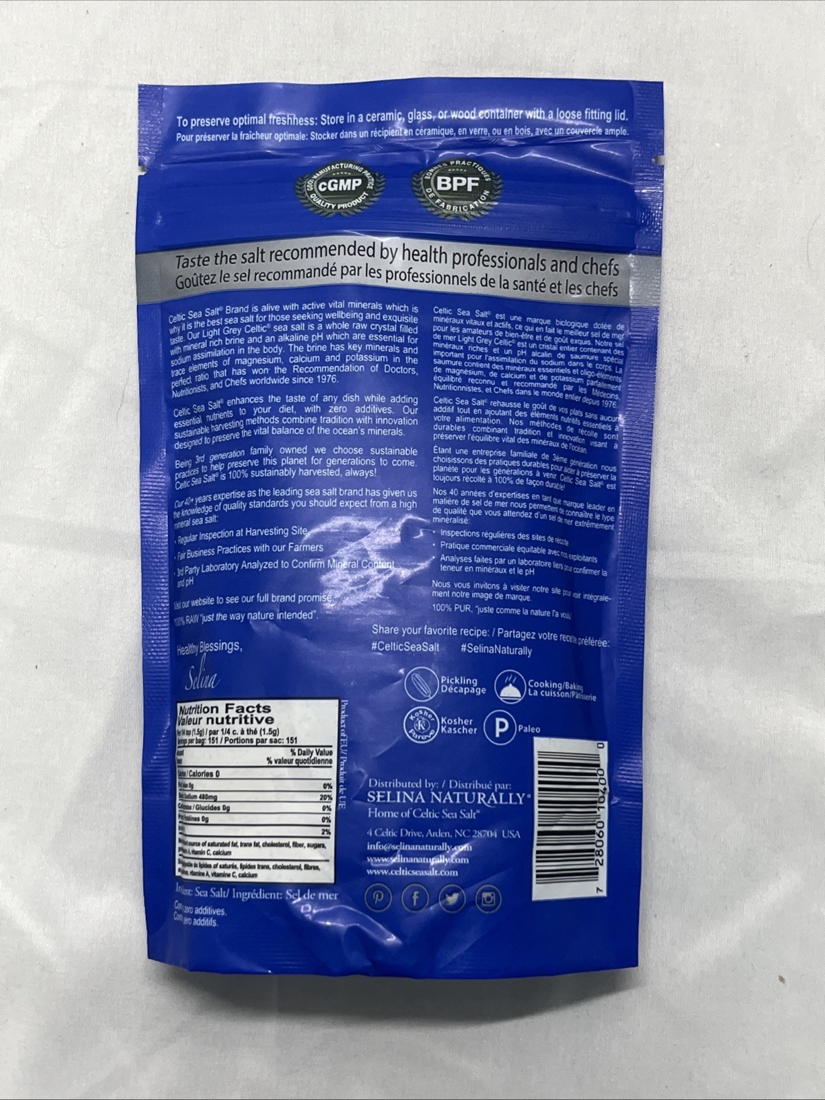 Celtic Sea Salt, Light Grey Pouch,Net Wt 1/2 lb Exp 8/2034-Guaranteed Authentic