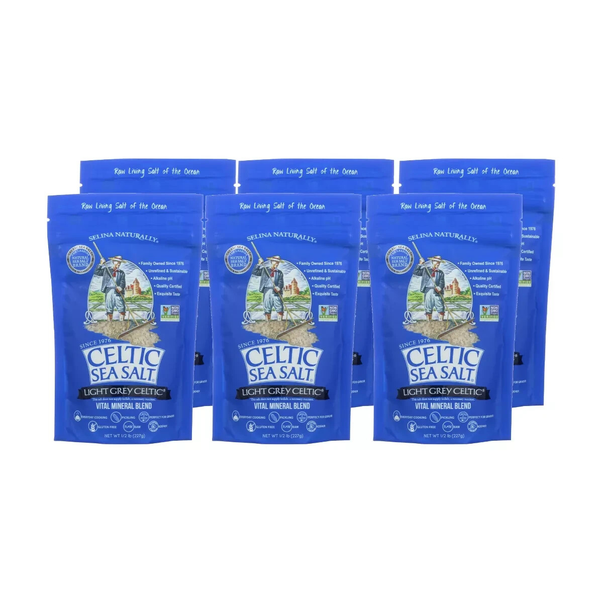 Celtic Sea Salt 1/2lb Resealable Bag Light Grey Coarse CASE OF 6!