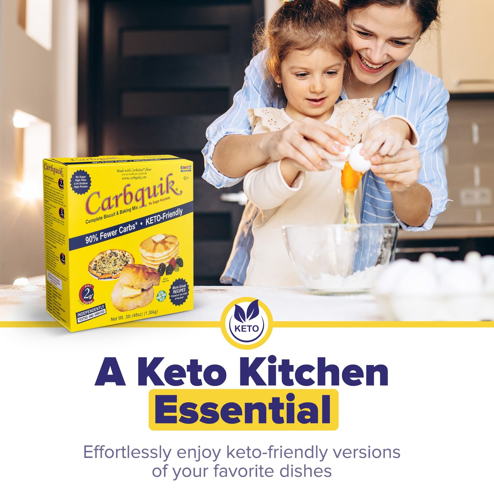 Carbquik Biscuit & Baking Mix (3 lb) Mix for Keto Pancakes, Biscuits, Pizza Crus