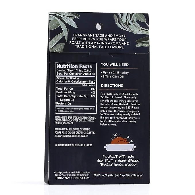 Urban Accents Gourmet Gobbler Smoky Peppercorn & Herb Turkey Rub 0.75 Oz.
