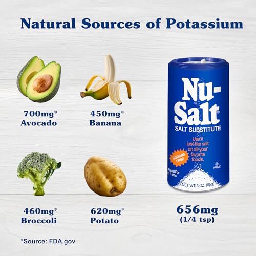 NU Salt Sodium-Free Salt Substitute 2 Pack Contains Potassium Chloride Table …
